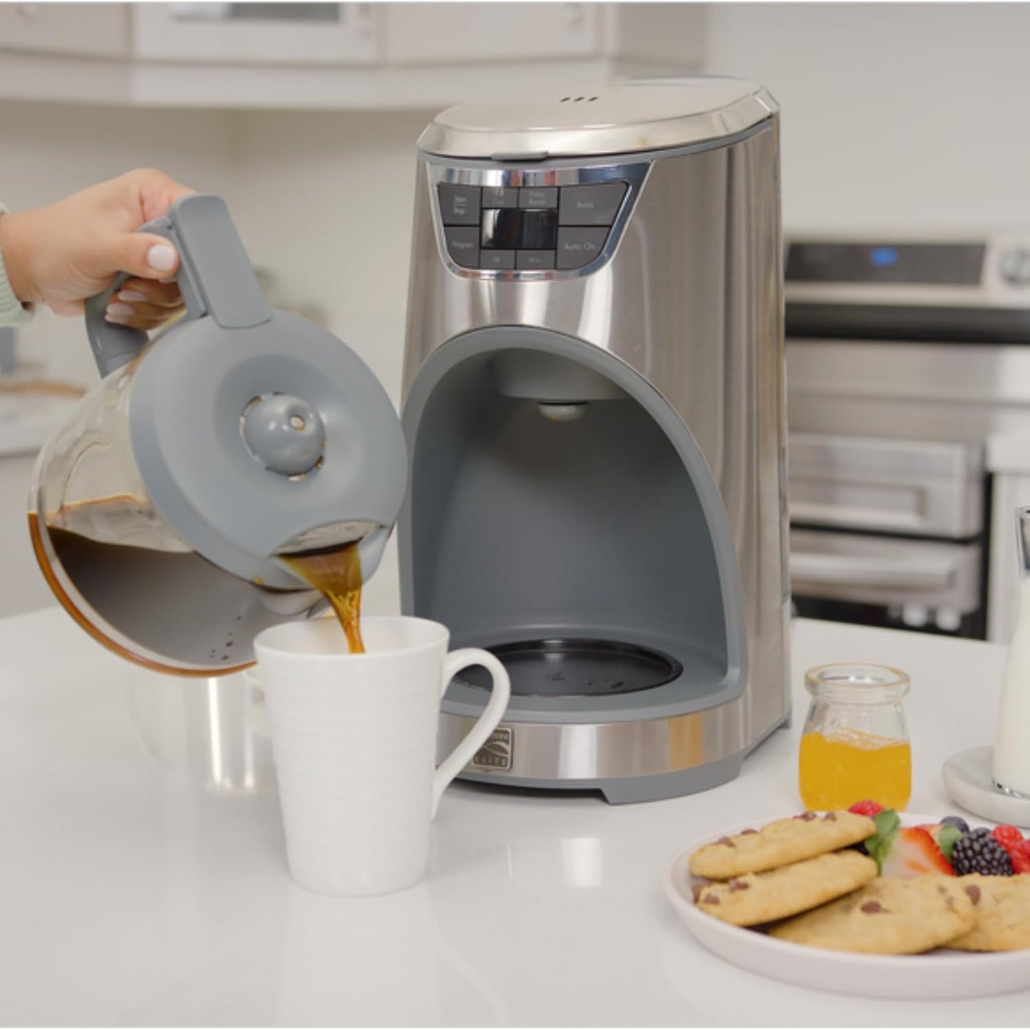 Kenmore Elite Drip Coffee Maker - 12 Cup Programmable Cafe Machine With Glass Pot, Regular & Bold Brew, Auto Shut Off Large Water Reservoir, Reusable Filter, Kitchen Appliances