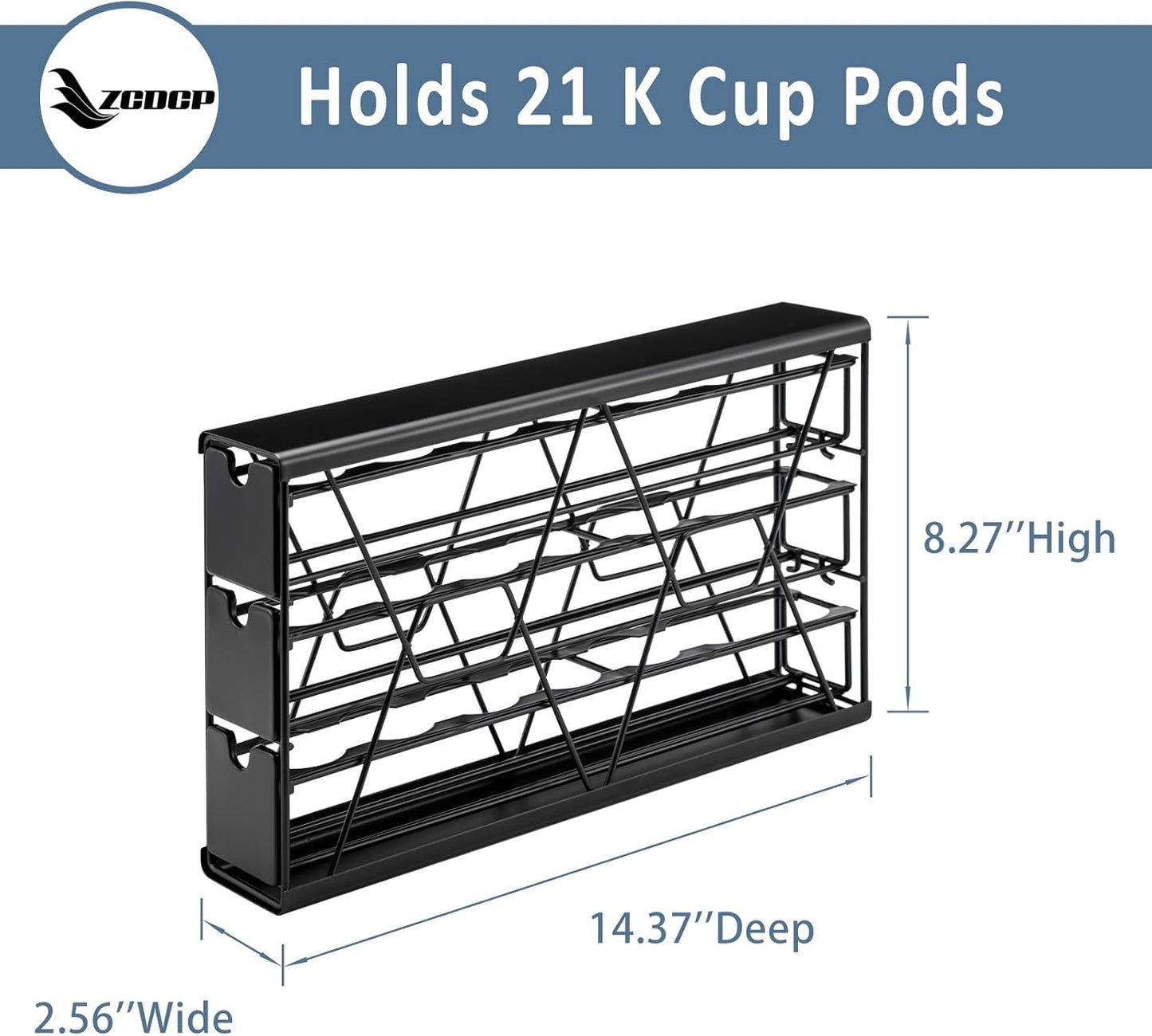 ZCDCP for K Cup Coffee Pod Holder, K Cup Holder Drawer Wall Mounted Coffee Pod Organiser (Holds 21 Coffee Pods)