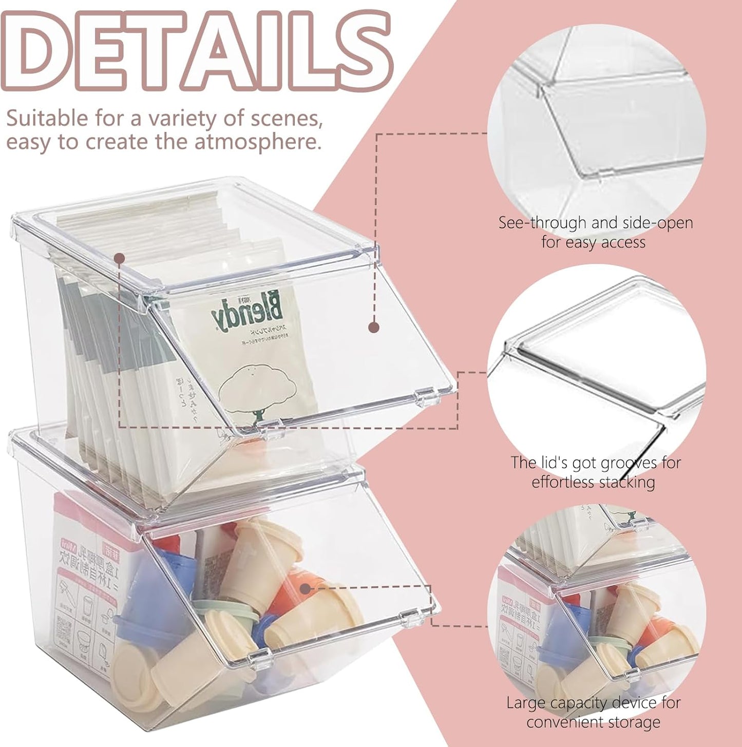 Roninkier 4 pack Coffee Pod Holder Tea Bag Organizer, Large Capacity Stackable Coffee Bar Accessories for Counter