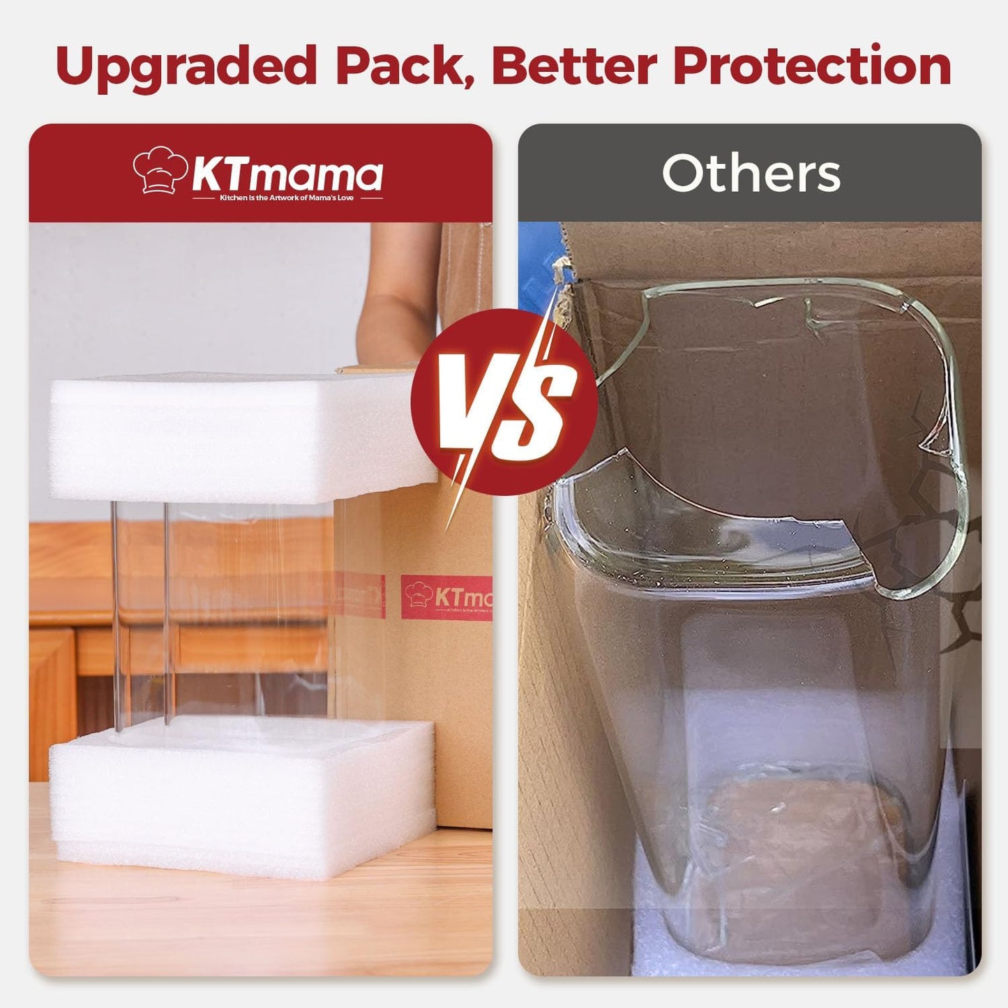 Glass Flour and Sugar Containers, Square Glass Containers with Bamboo Lids, Gallon Jars with Bamboo Lids for Cookies, Coffee Beans （2 pack 1.6/4.6 qt）