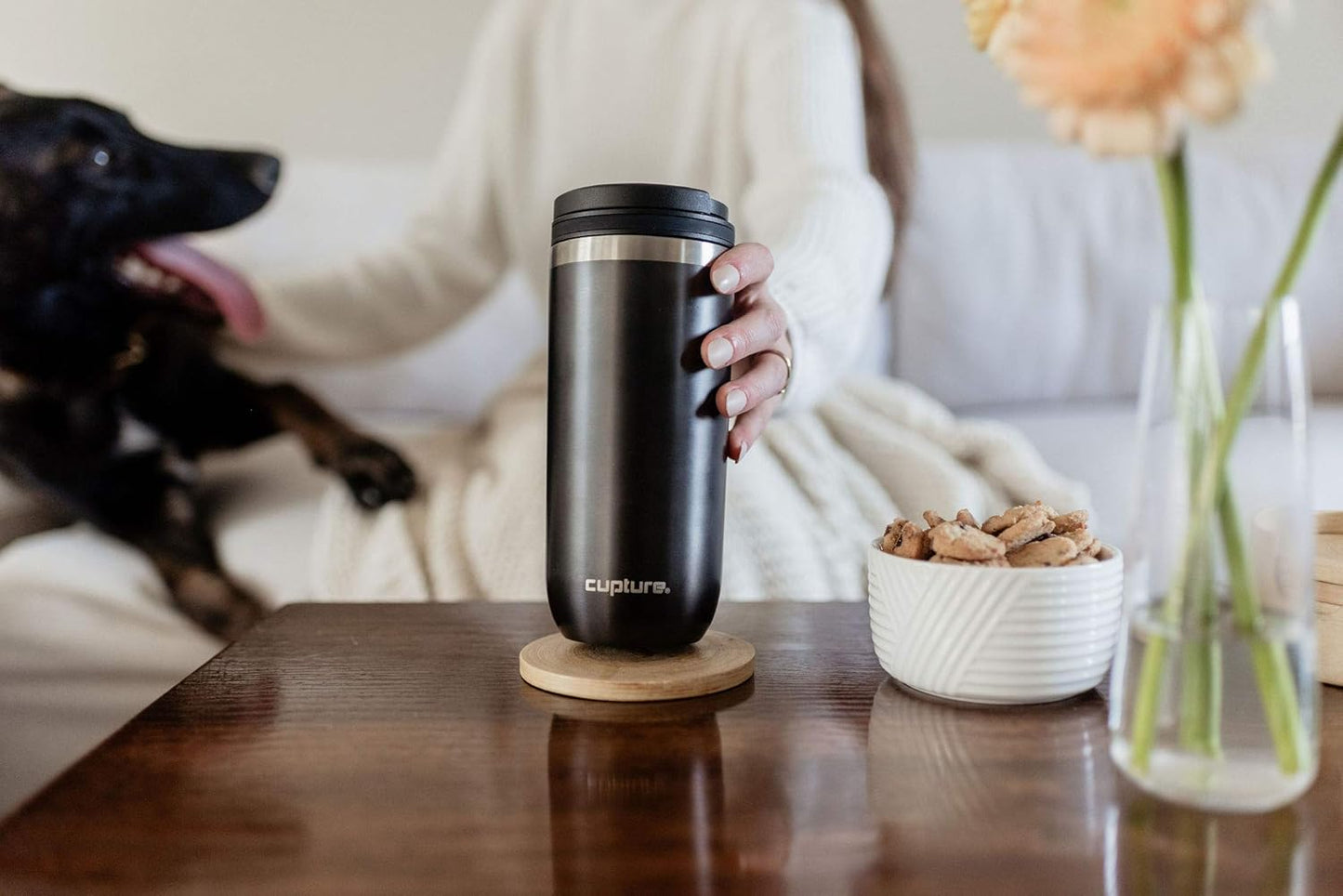 Cupture TWIST-TOP Vacuum-Insulated Stainless Steel Travel Mug, 16 oz, Gunmetal Gray