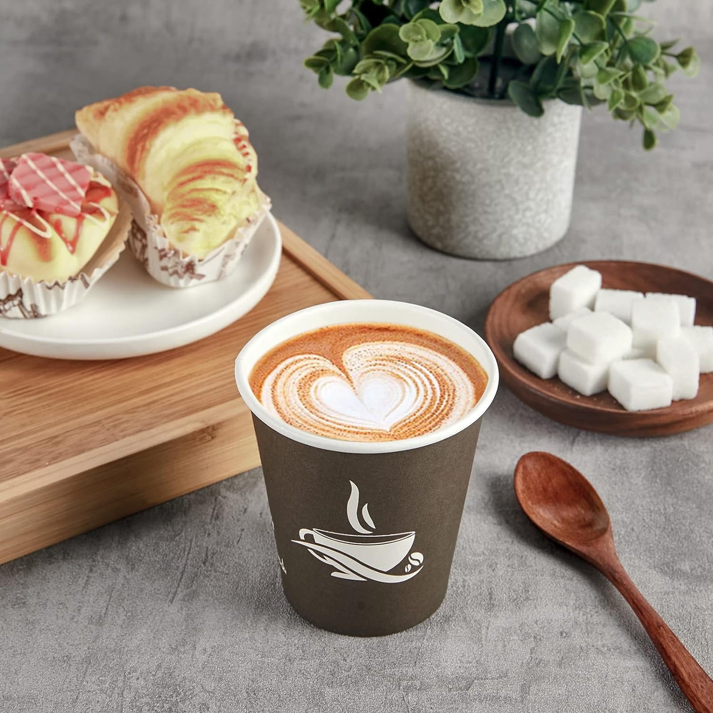 LITOPAK 270 Pack 10 oz Paper Cups, Brown Disposable Hot Coffee Cups for Party, Picnic, Travel, and Events