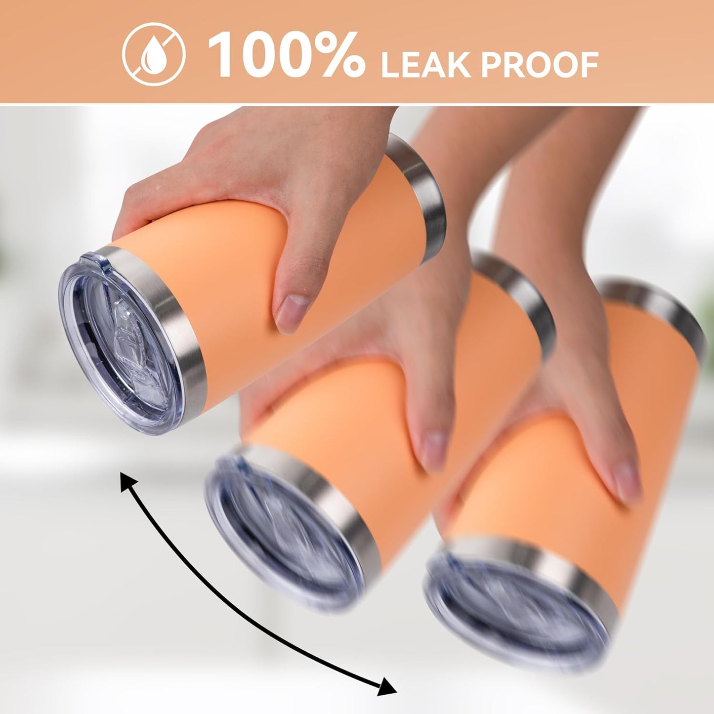 20 oz Tumbler Stainless Steel Tumblers Bulk with Lid Double Wall Insulated Coffee Tumbler Cups for Hot & Cold Drinks Powder Coated Travel Coffee Tumbler Mug Metal (Cream Orange, 6 pack)