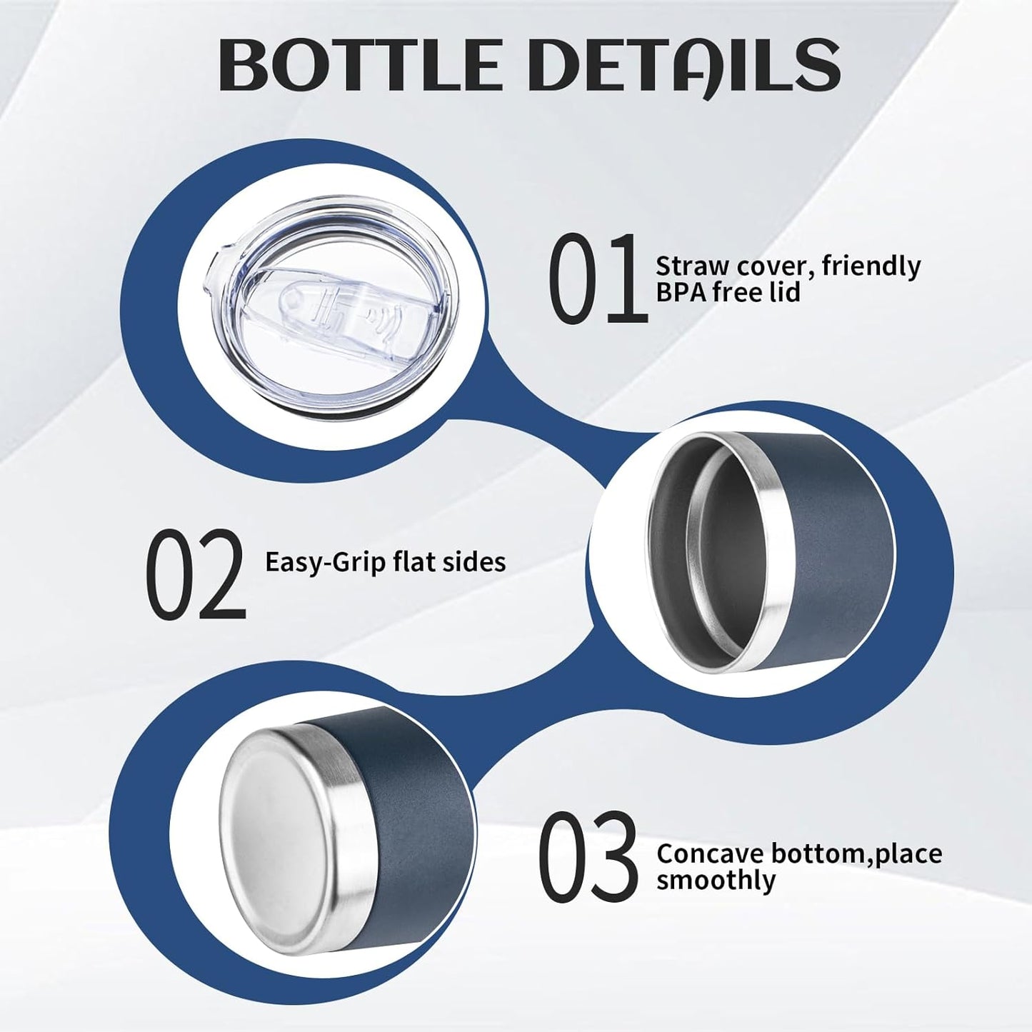 20oz Tumbler Bulk with Lid and Straw, Stainless Steel Double Wall Vacuum Insulated Travel Mug, Powder Coated Coffee Cups for Hot and Cold Drinks,Funny Gifts for Women Men(Navy Blue,1)