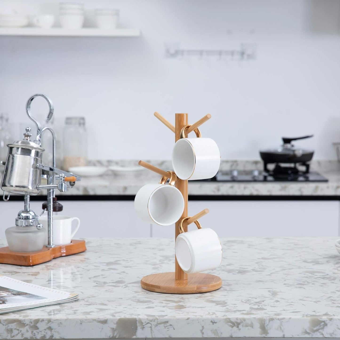 MyLifeUNIT Mug Holder Tree, Coffee Cup Holder with 6 Hooks (Yellow)