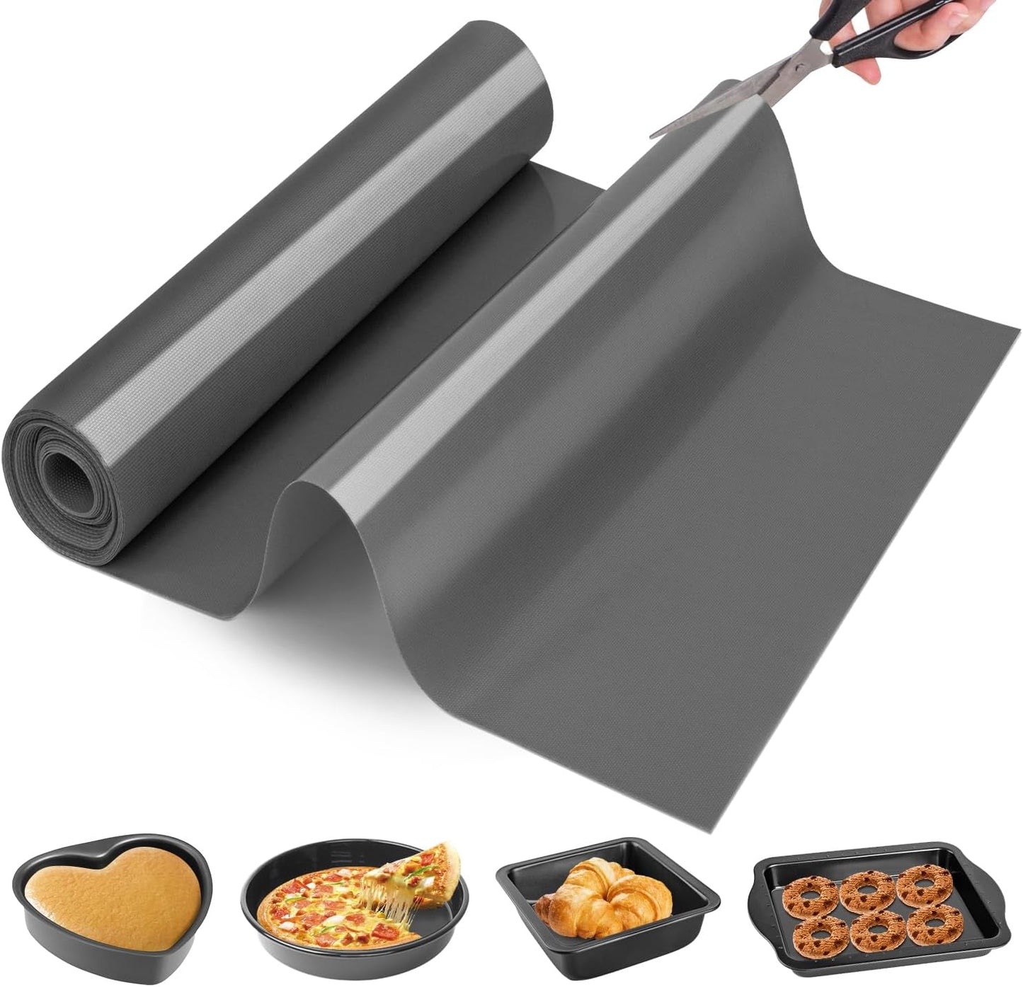 Silicone Baking Mat Roll -Reusable & Best German Silicone Mat Roll-Heat Resistant Freeze Dryer Mat Non Stick Pastry Mat Dough Rolling Mat, Non Slip Countertop Protector Mat, Cut to Size Silicone Mat