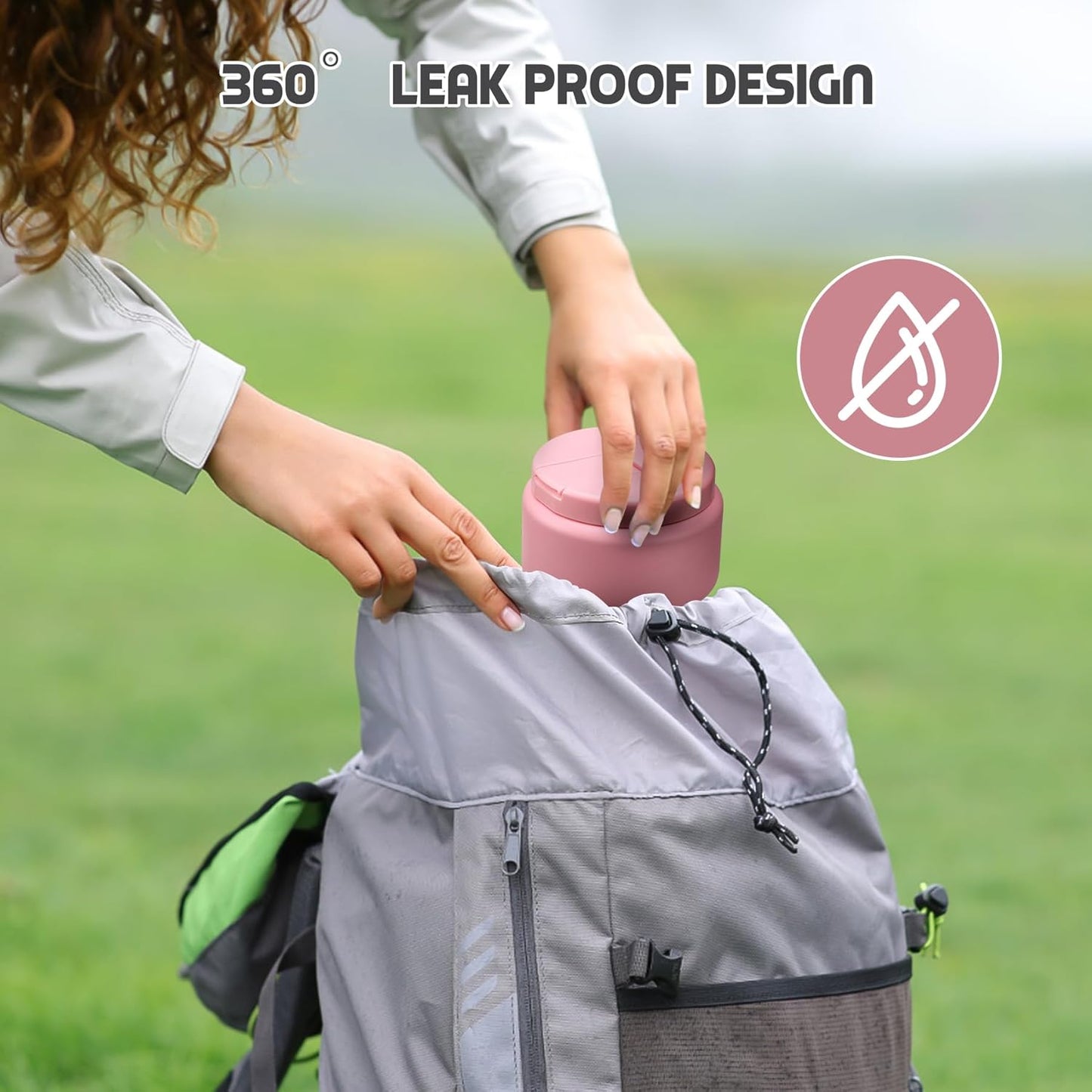 13.5oz Soup Thermo for Hot Food Kids with Buckle Lid Insulated Vacuum Food Jar Wide Mouth Leakproof Stainless Steel Lunch Container- Pink