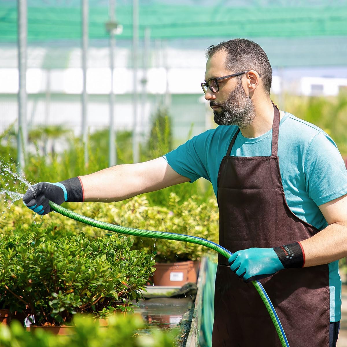 KAYGO Waterproof Work Gloves for Men and Women, Rubber Coated Non-slip Working Gloves for Garden, Outdoor Construction,KG150,Blue,XL