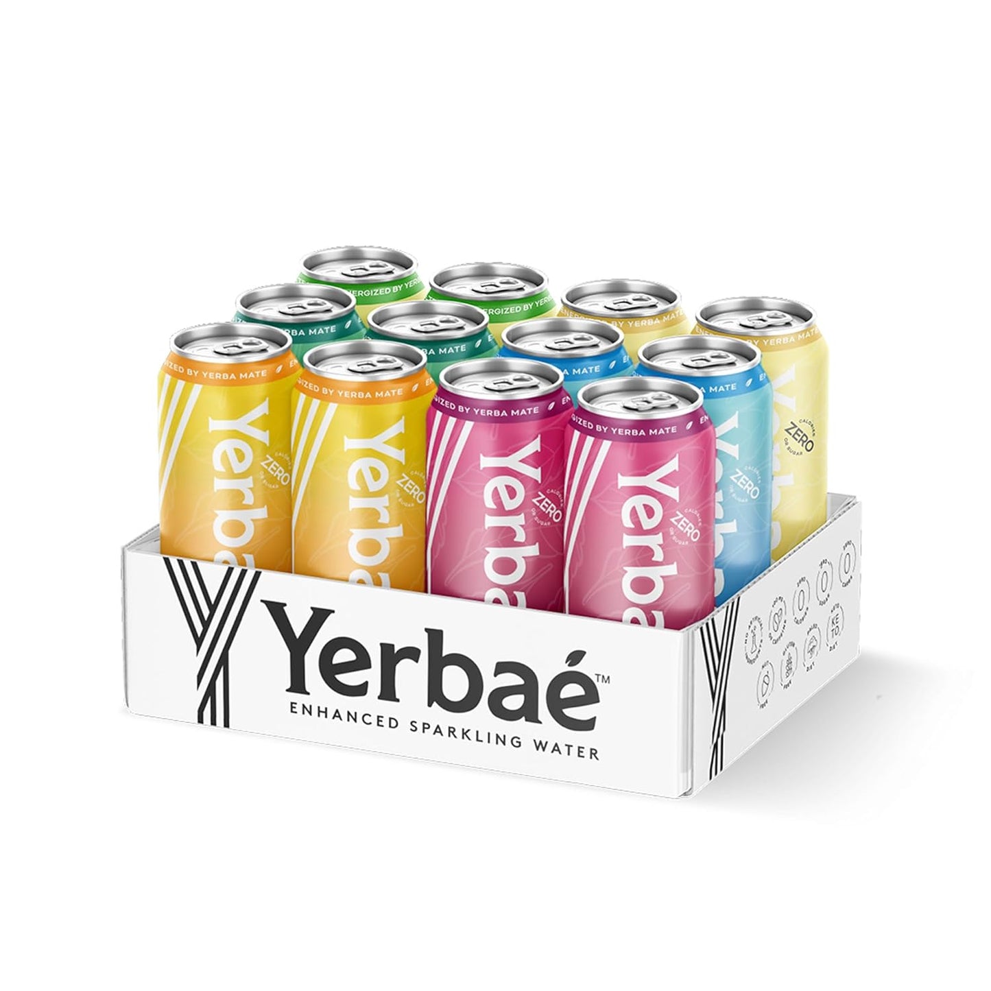 Yerbaé Assorted Flavors Official Variety Pack, Plant-Based Energy Drinks. Yerbae has Zero Sugar, Zero Calories, Zero Carbs - Energized by Yerba Mate 16 Fl Oz (Pack of 12)