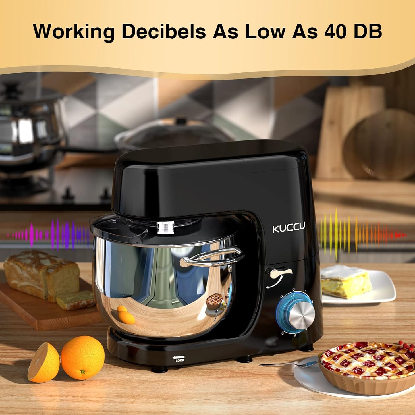 Stand Mixer, 9.5 Qt 660W, 6-Speed Tilt-Head Food Dough Mixer, Electric Kitchen Mixer with Dough Hook, Flat Beater & Wire Whisk, Mixing Bowl (9.5-QT, Black)