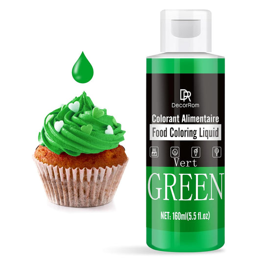 Food Coloring - Vibrant Liquid Icing Food Coloring Set for Baking, Cake Decorating, Easter Egg, Airbrush - Tasteless Food Color Dye for Fondant, Slime, DIY Crafts - 5.5 Fl.oz / 160ml Each (Green)