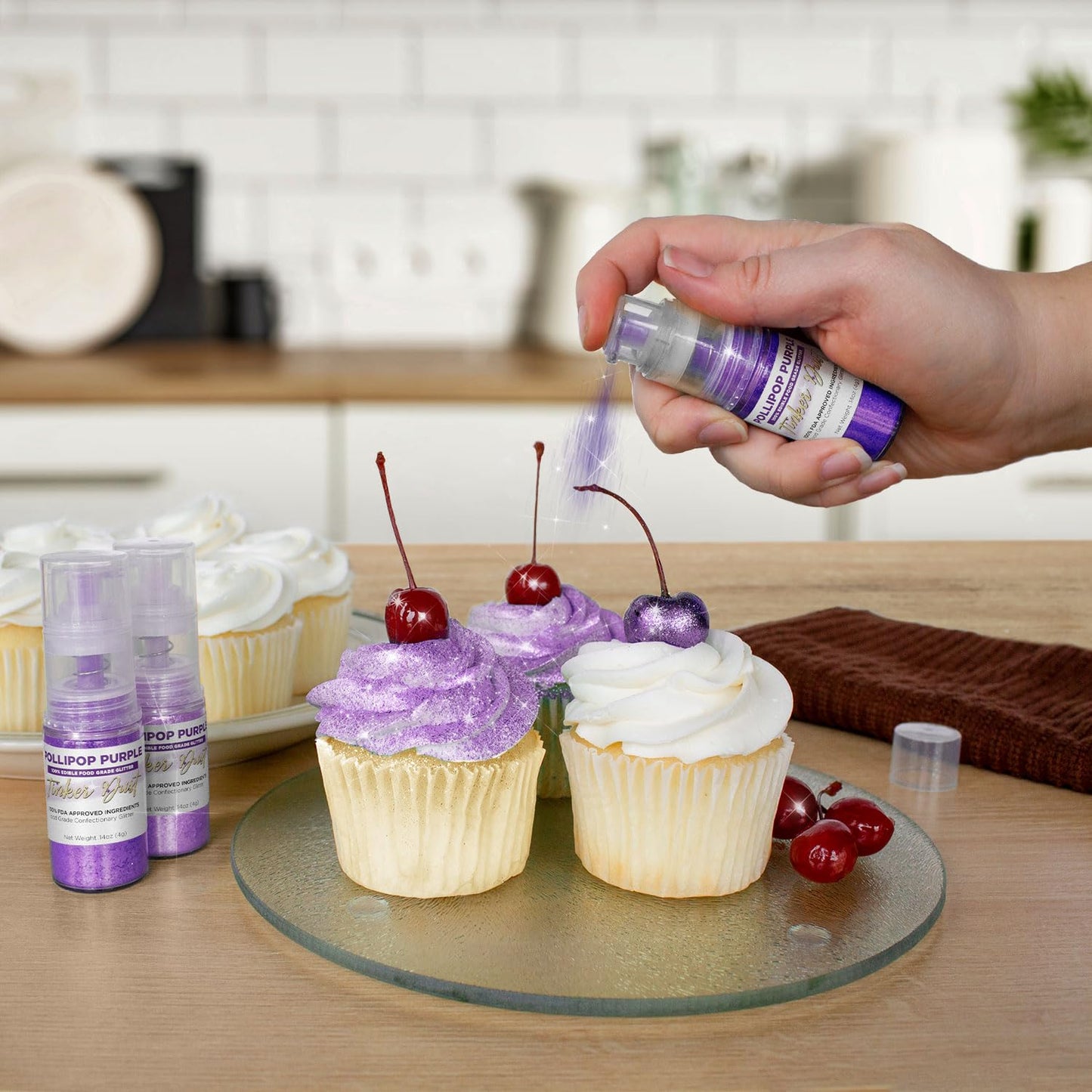 Bakell - Pollipop Purple Tinker Dust (4g, 1x Mini Spray Pump) Edible Glitter for Food, Desserts, and Beverages!