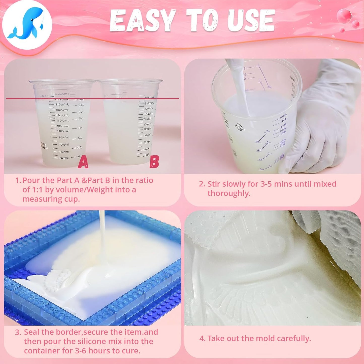 JHKL RESIN Silicone Mold Making Kit,1Gallon Platinum Liquid Silicone Rubber for Mold Maker,15A Silicone Molds,Mix Ratio 1:1 Silicone Rubber Mold Making Kit, Ideal for Casting 3D Resin Molds