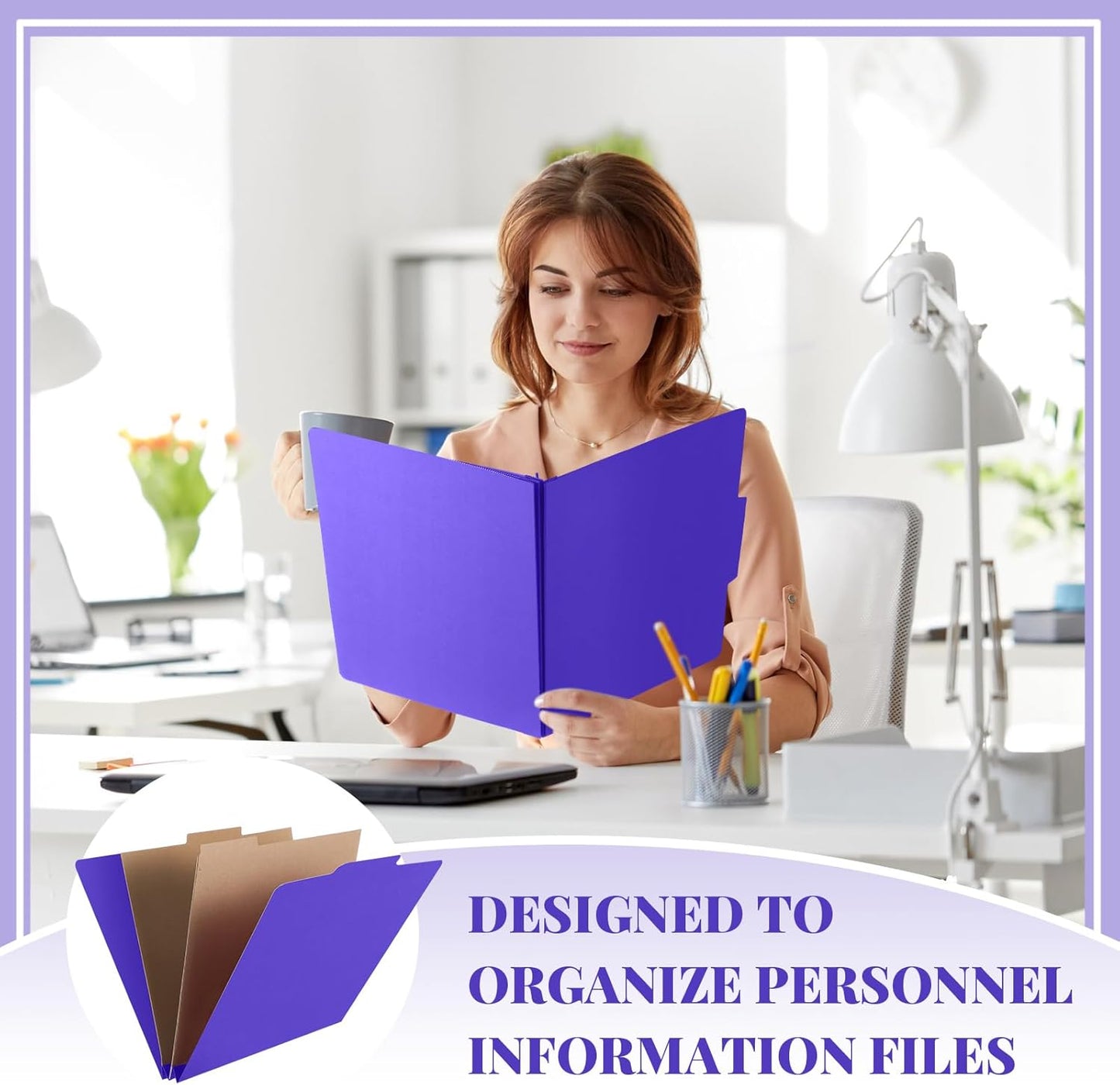 36 Pcs Classification Folders Letter Size, Back to School Supply for Teacher, Student, 2 Pocket Dividers Pressboard File Folder Bulk with 2 Fasteners, 2 in Expanding File Organizer (Purple)