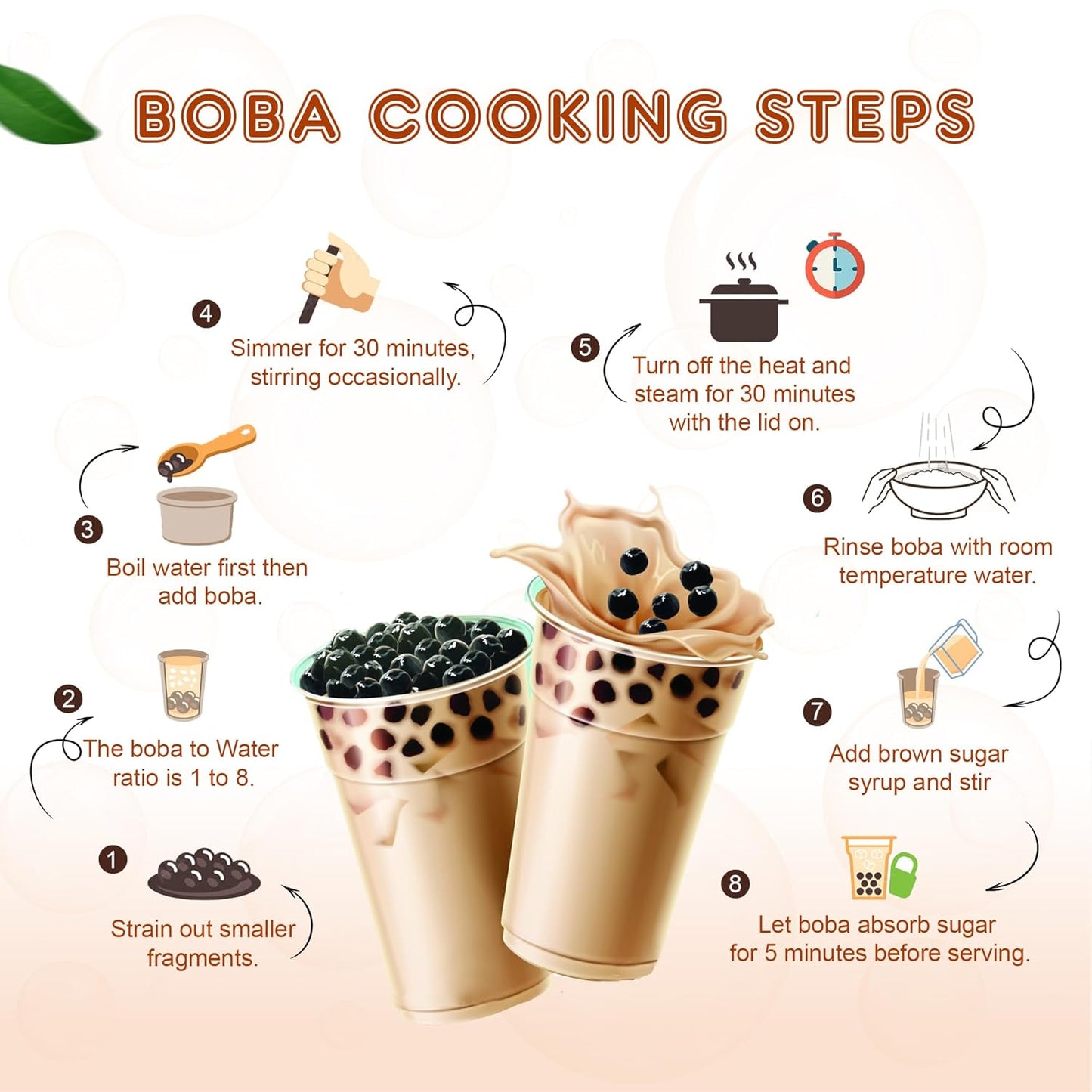 US Boba Co Unsweetened Tapioca Pearl, Easy to Cook, Tapioca Boba Balls for Tea Milk, Coffee & Dessert Topping, Fresh Made in USA, Brown Sugar Flavor, 1 Pound (Pack of 3)