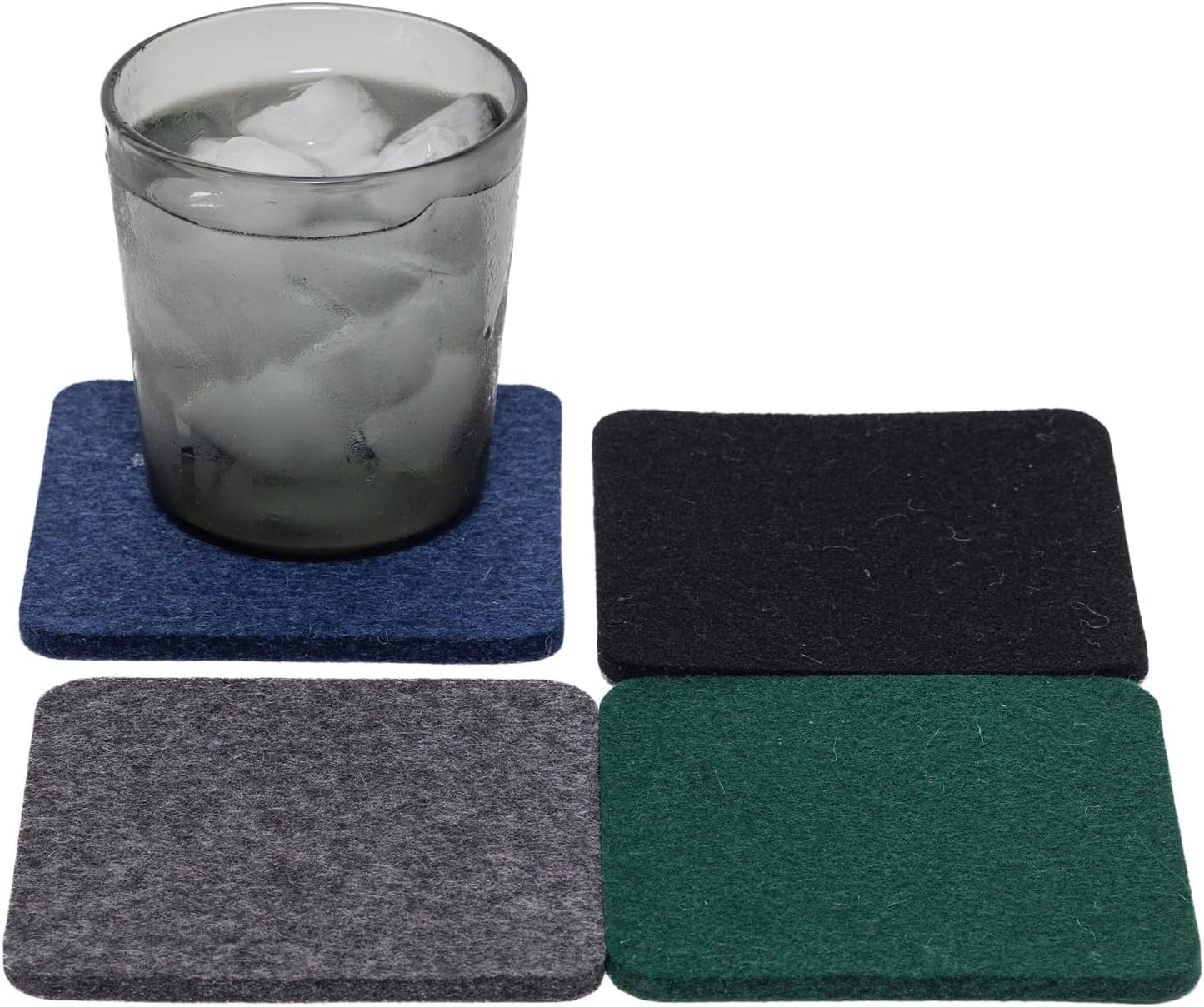 Graf Lantz - Bierfilzl Merino Wool Square Coasters Set of 4 - Slate (4"x4"x5mm) - Absorbs 30% of Weight - Natural German Wool - Heat Resistant, Sustainable, Reusable - Home Decor, Coffee Table Decor