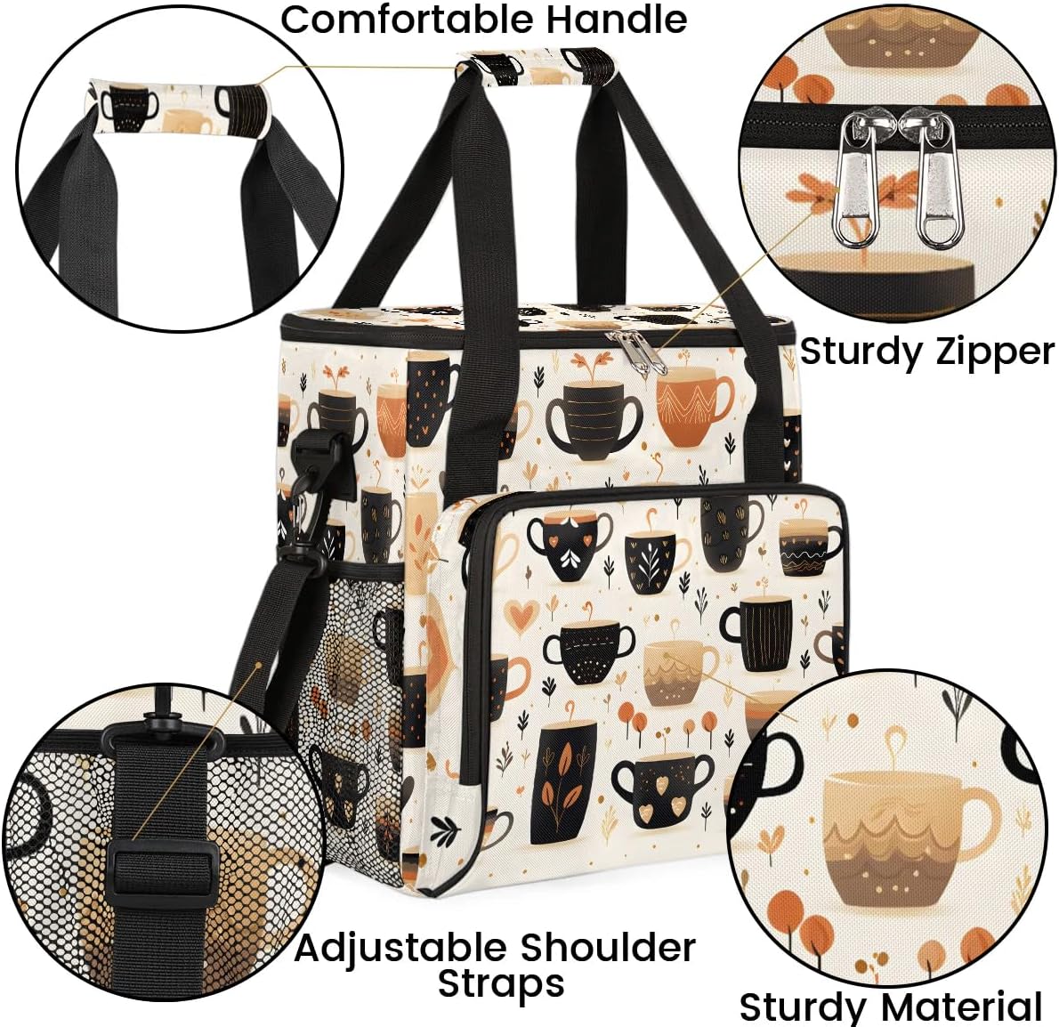 Coffee Maker Travel Bag Compatible with Keurig K-Mini or K-Mini Plus, Single Serve Coffee Brewer Carrying Case with Multiple Pockets for K-Cup Pods, Storage Bag With Shoulder Strap(Bag Only)