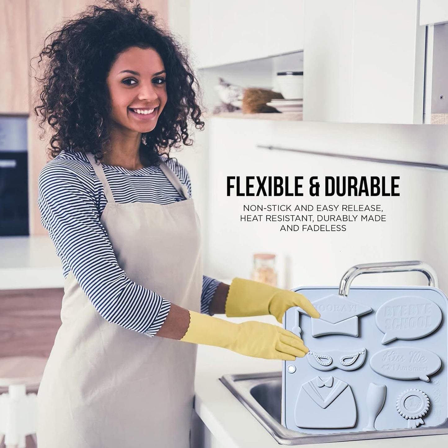 Graduation Chocolate Mold Set - Silicone Baking Molds with Cap, Gown, Champagne Flute & Diploma Phrases, Reusable Food-Grade for Commencement Cakes, Cupcakes & Party Treats - 2 Pack