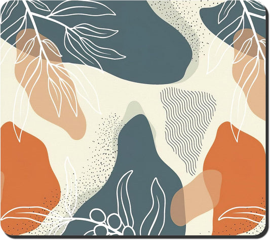 Rnivvi Dish Drying Mat for Kitchen Counter, 16 x 18" Cute Boho Theme Absorbent Heat Resistant Drying Pad with Non-slip Rubber, Coffee Bar Mats for Coffee Machine Dish Rack, Abstract Leaves