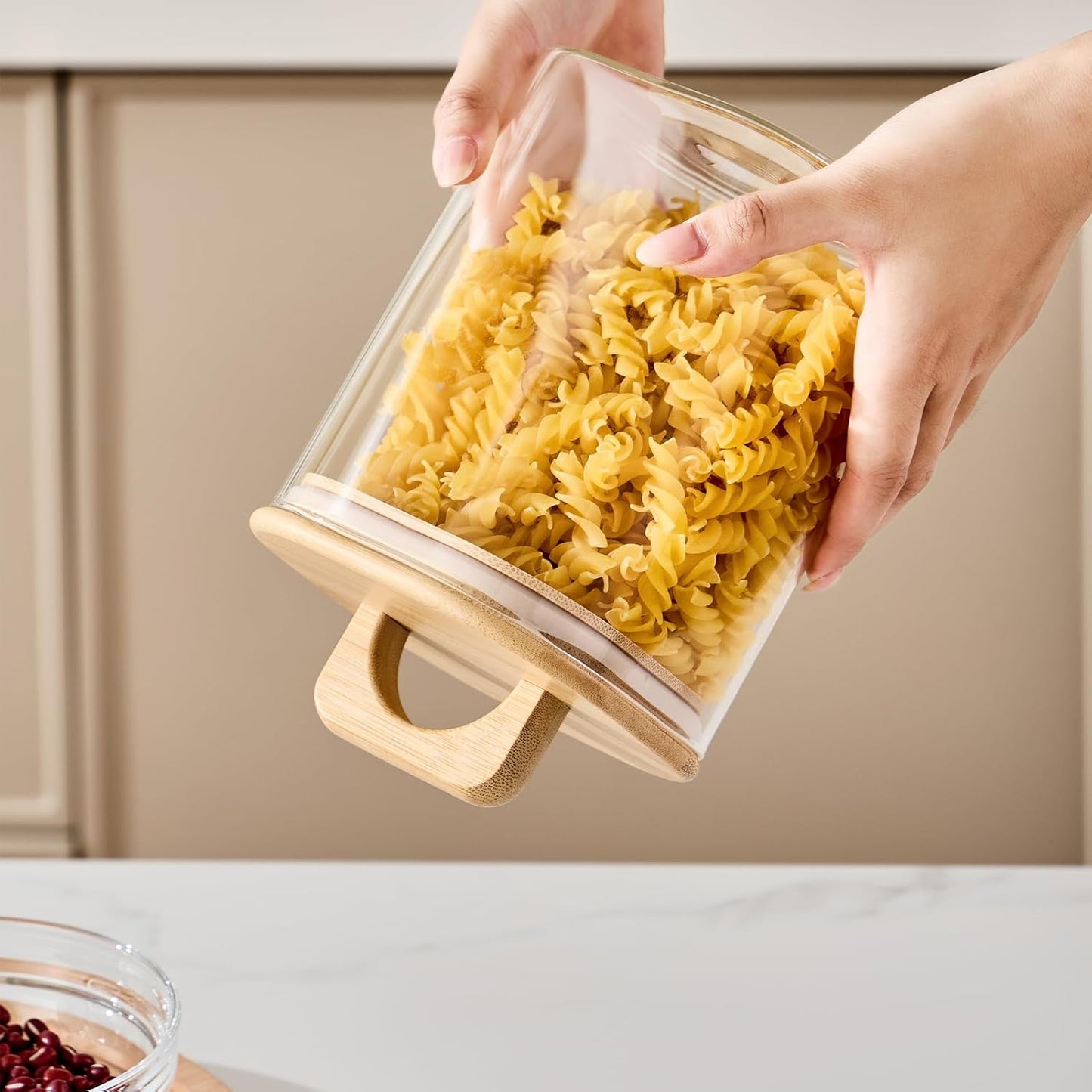 Sweejar 1 qt Glass Food Storage Containers with Lids, Coffee Container for Ground Coffee, 32 oz Glass Jars with Bamboo Lids, 2 Pack