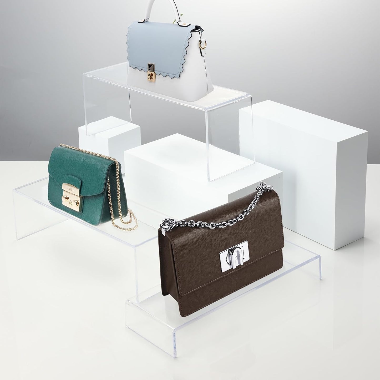 Goabroa Large Acrylic Display Risers, 2 Sets 10 Pcs Rectangular Clear Acrylic Display Stands for Funko Pop Figures, Cupcake Holder, Collection, Vendor Events