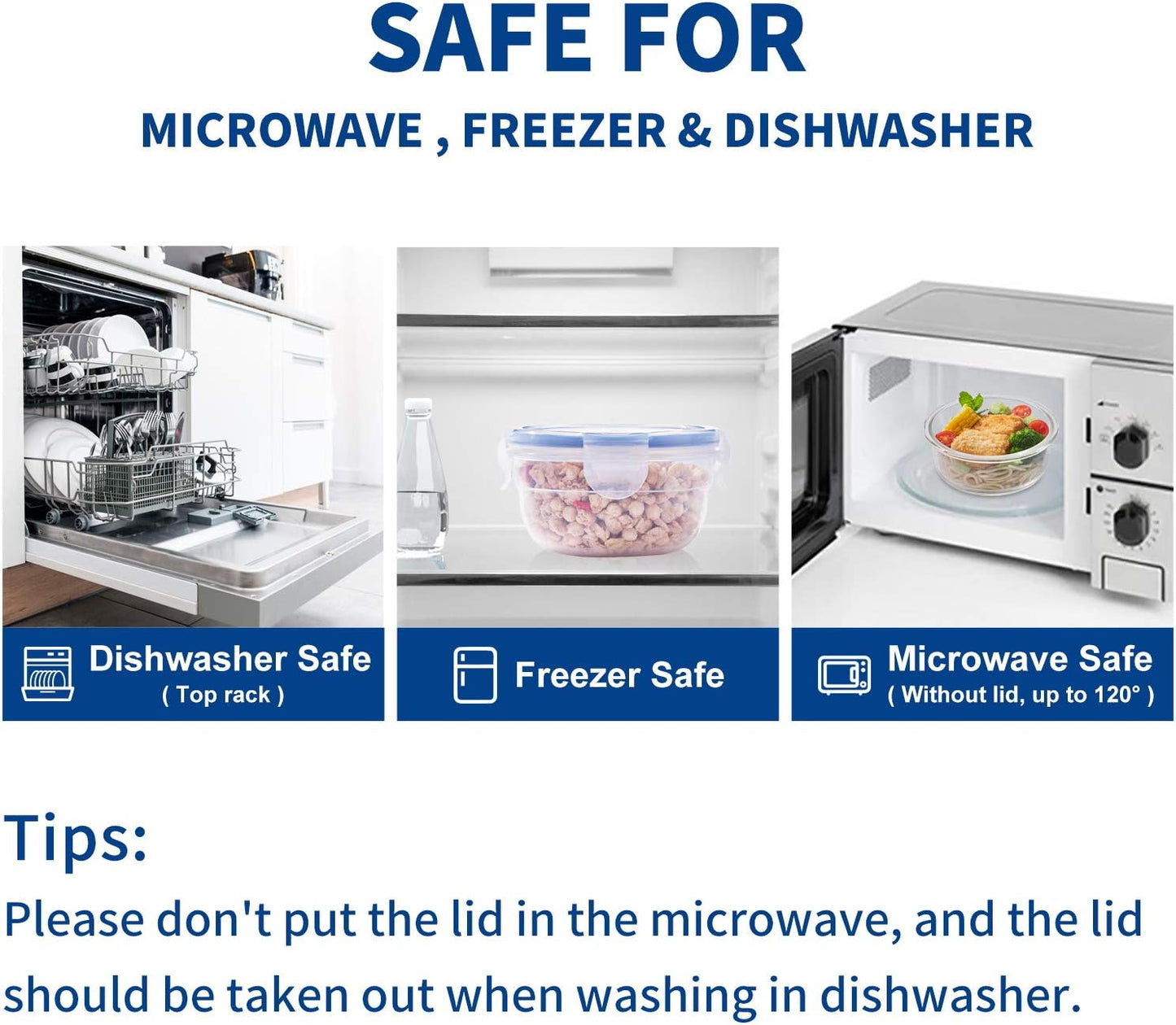 KIGI 6 PACK 10oz Plastic Round Bowls with Lid Airtight Food Storage Container Set Small Meal Prep Containers Bento Box