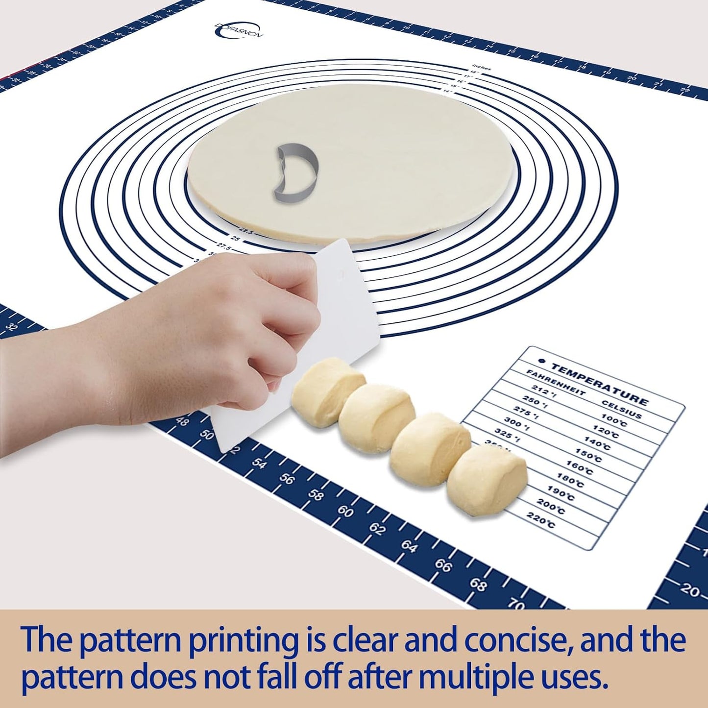 32x24" Silicone Pastry Mat for Rolling Dough Non Slip Non Stick Silicone Mats for Kitchen Counter Blue