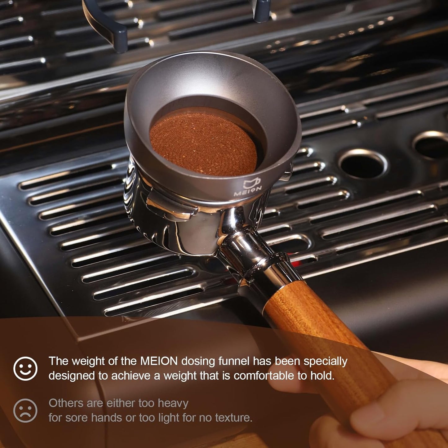 MEION 54mm Dosing Funnel for Breville Portafilters, Magnetic Espresso Dosing Funnel Coffee Funnel, Espresso Tools Espresso Accessories (54mm, Silver)