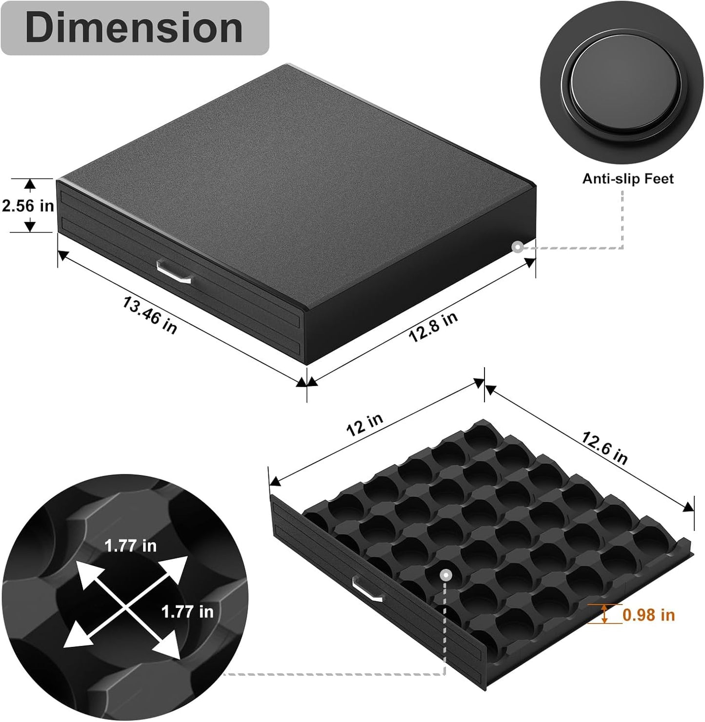 SZQINJI K Cup Holder Drawer 30 Pods Capacity, K Cup Organizer Coffee Pod Holder Compatible With Keurig K Cups for Nespresso VertuoLine/OriginalLine, Black