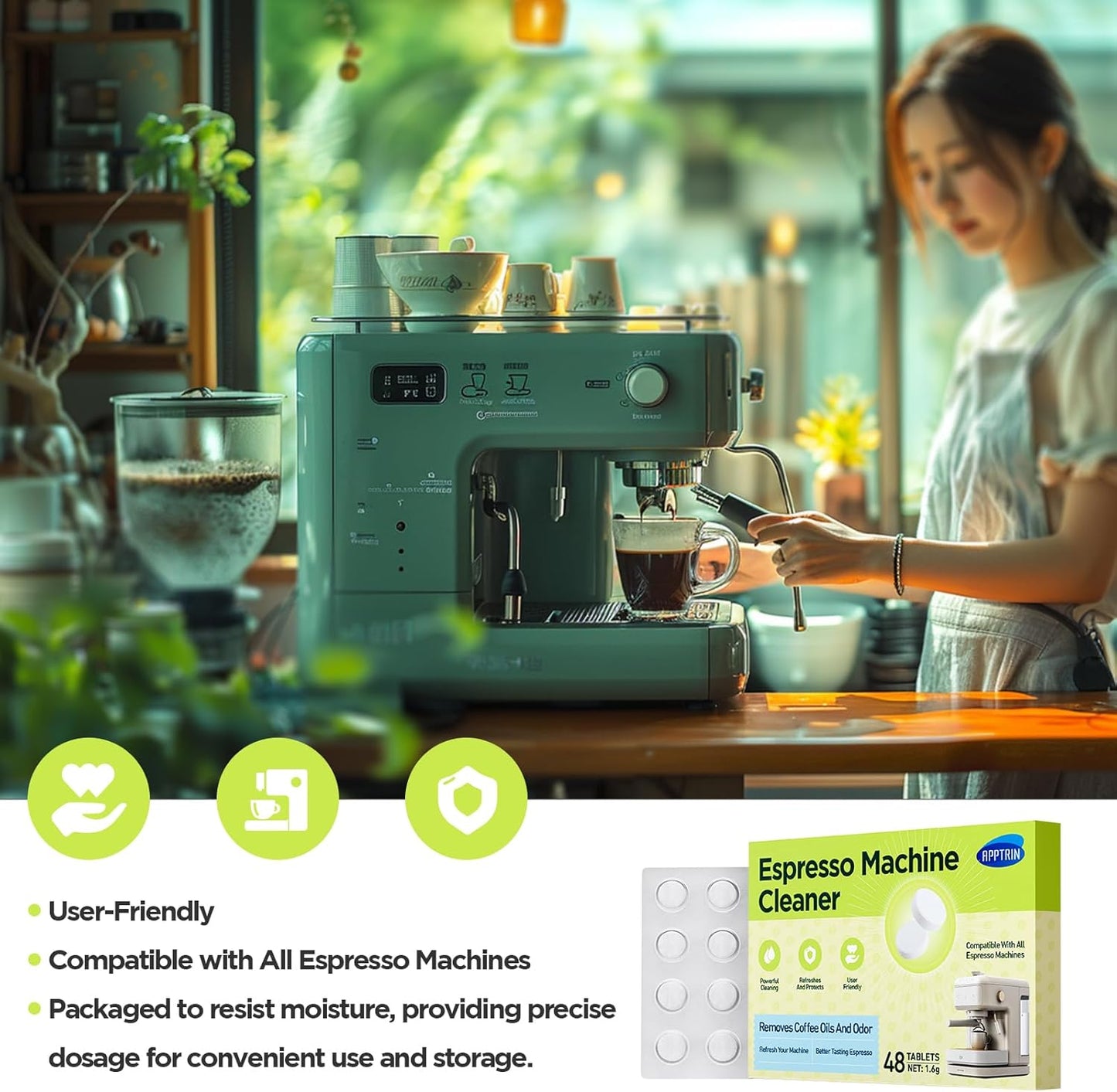 Espresso Machine Cleaning Tablets, Coffee Machine Cleaning Pods, Coffee Machine Cleaner for All Espresso Machine, 48 Pack