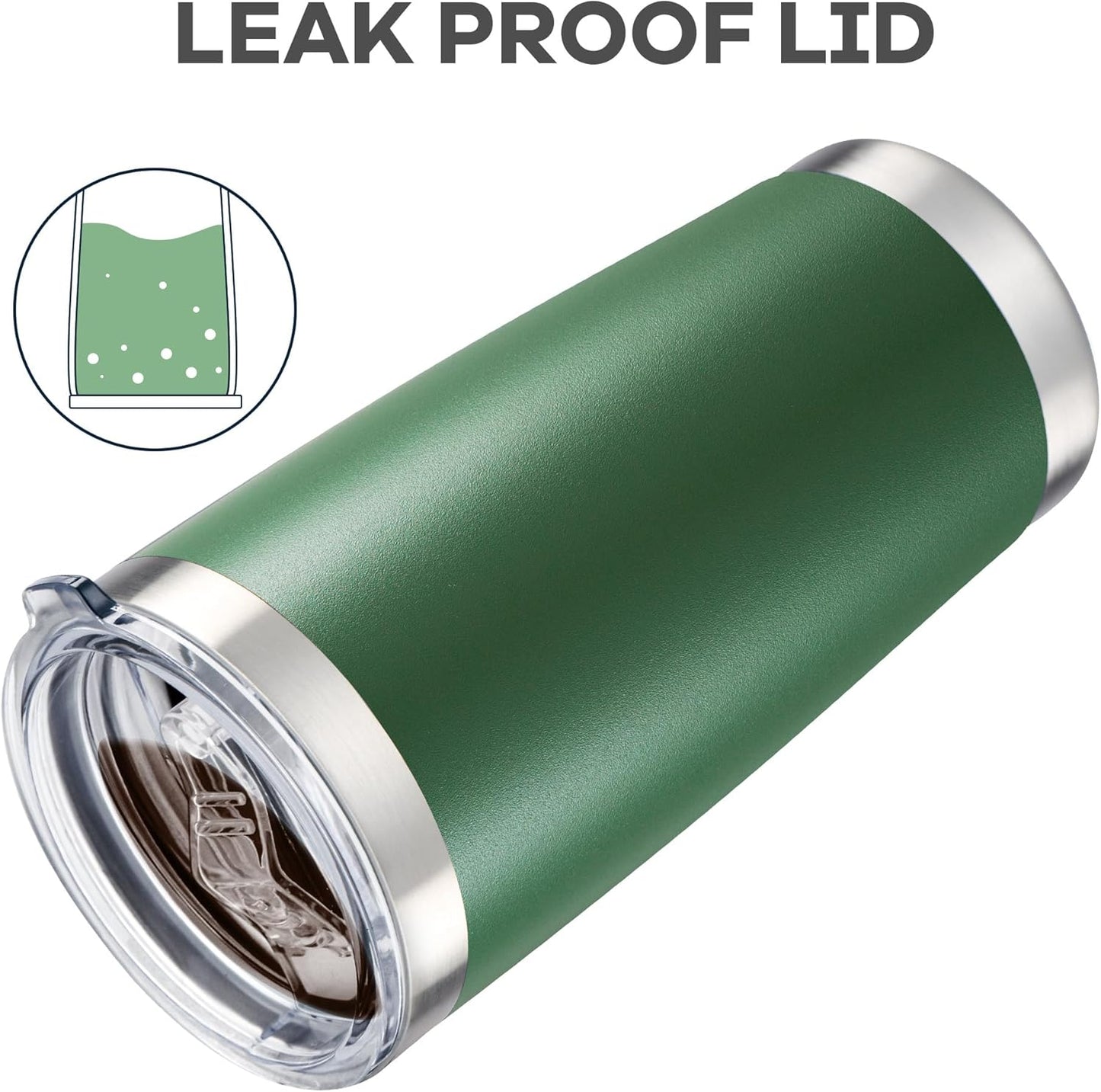 20 oz Tumbler with Lid Stainless Steel Insulated Tumblers Bulk Double Wall Vacuum Cups Powder Coated Travel Mug Keep Drinks Cold and Hot, Dark Green, 12 Pack