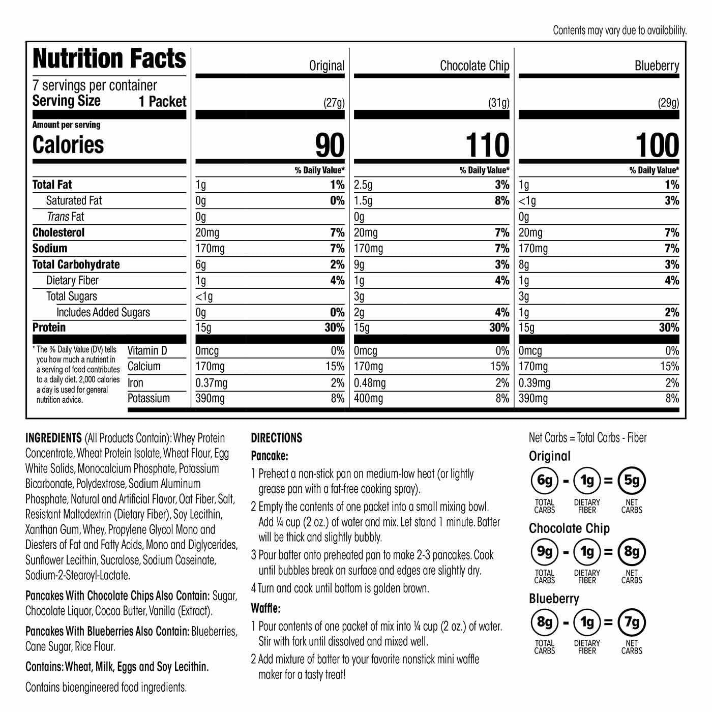 Wonderslim Protein Pancake & Waffle Mix, Variety Pack, Low Sugar & Low Calorie (7ct)