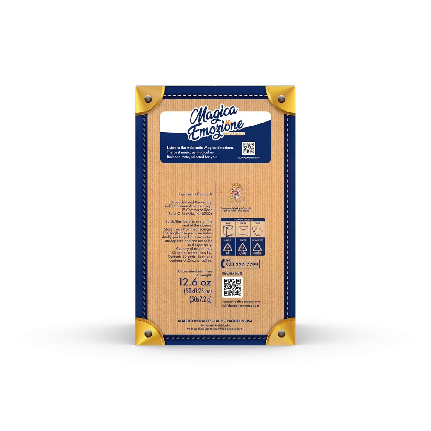 Caffè Borbone Espresso Paper Pods, Gold Blend, Sweet and Refined, Medium Roast ESE Pods, Authentic Italian Espresso - 50 Count