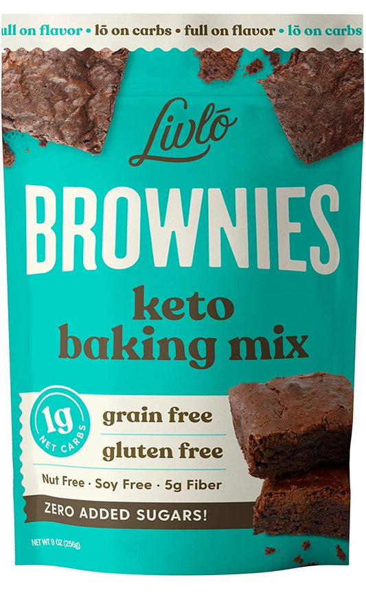 Livlo Keto Brownie Baking Mix - Just 1g Net Carb - Sugar & Gluten Free Keto Desserts, Sweets & Treats - Low Carb, Nut Free, Diabetic Friendly Snack - Fast, Delicious and Easy to Make - 12 servings