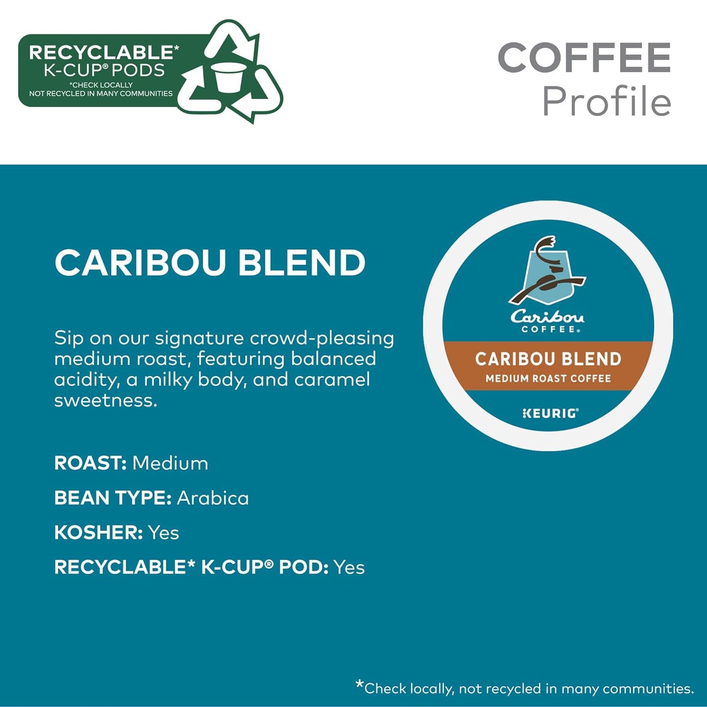 Caribou Coffee Caribou Blend Keurig Single-Serve K-Cup Pod, Medium Roast Coffee, 96 Count