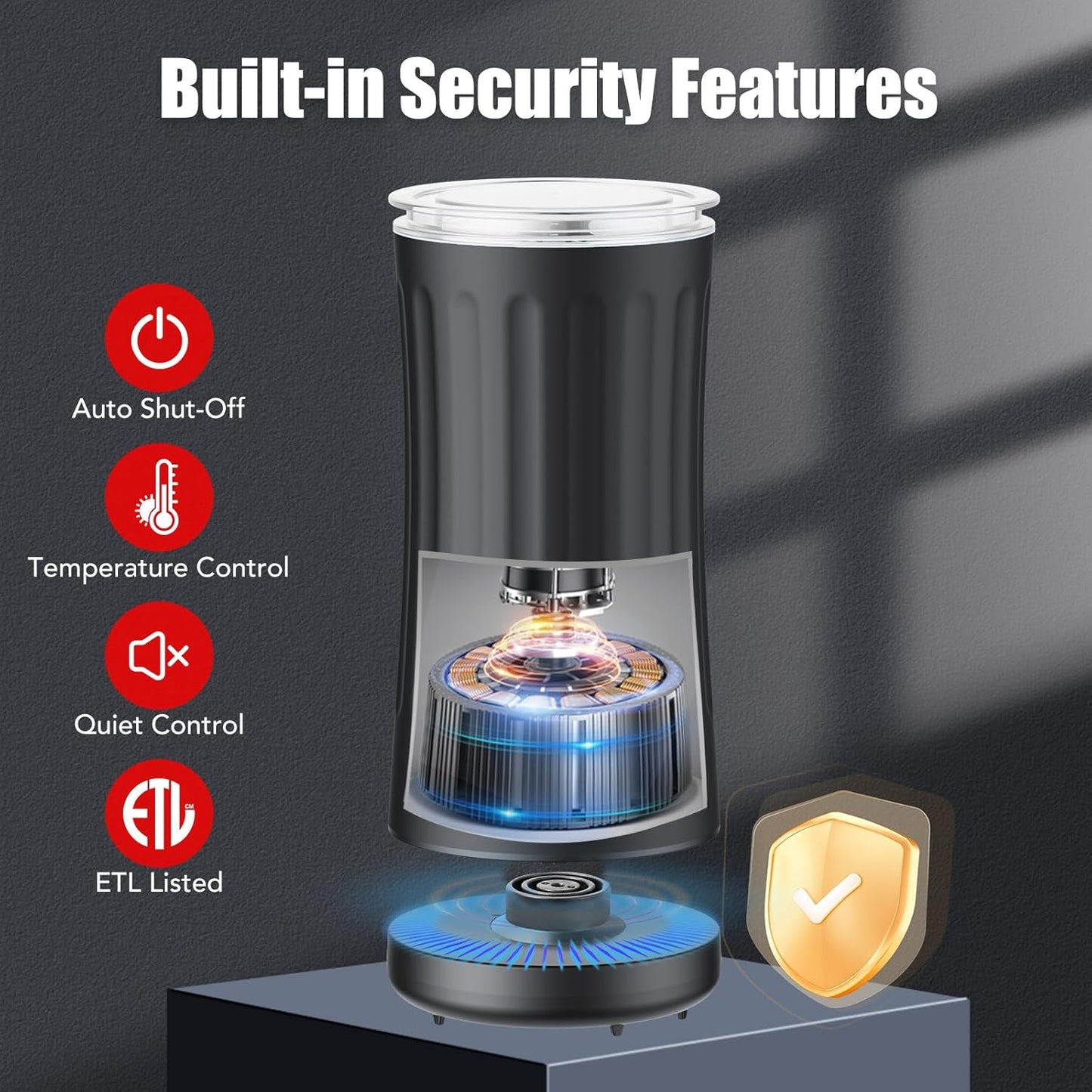 Milk Frother, Upgraded 4-in-1 Milk Frother and Steamer, Hot and Cold Foam Maker and Milk Warmer with Temperature Control & Auto Shut-Off, Frother for Coffee, Latte, Cappuccino, Matcha(Black)