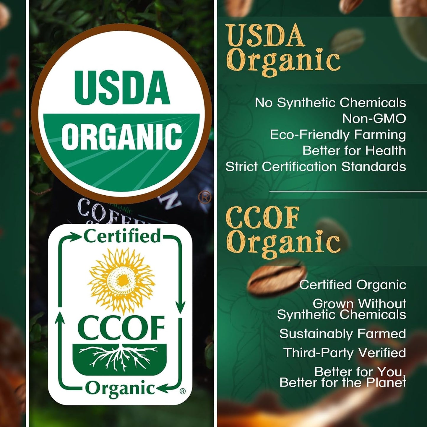 The Bean Organic Coffee Company African Blend, Medium Roast, Whole Bean Coffee, 16-Ounce Bags (Pack of 2)