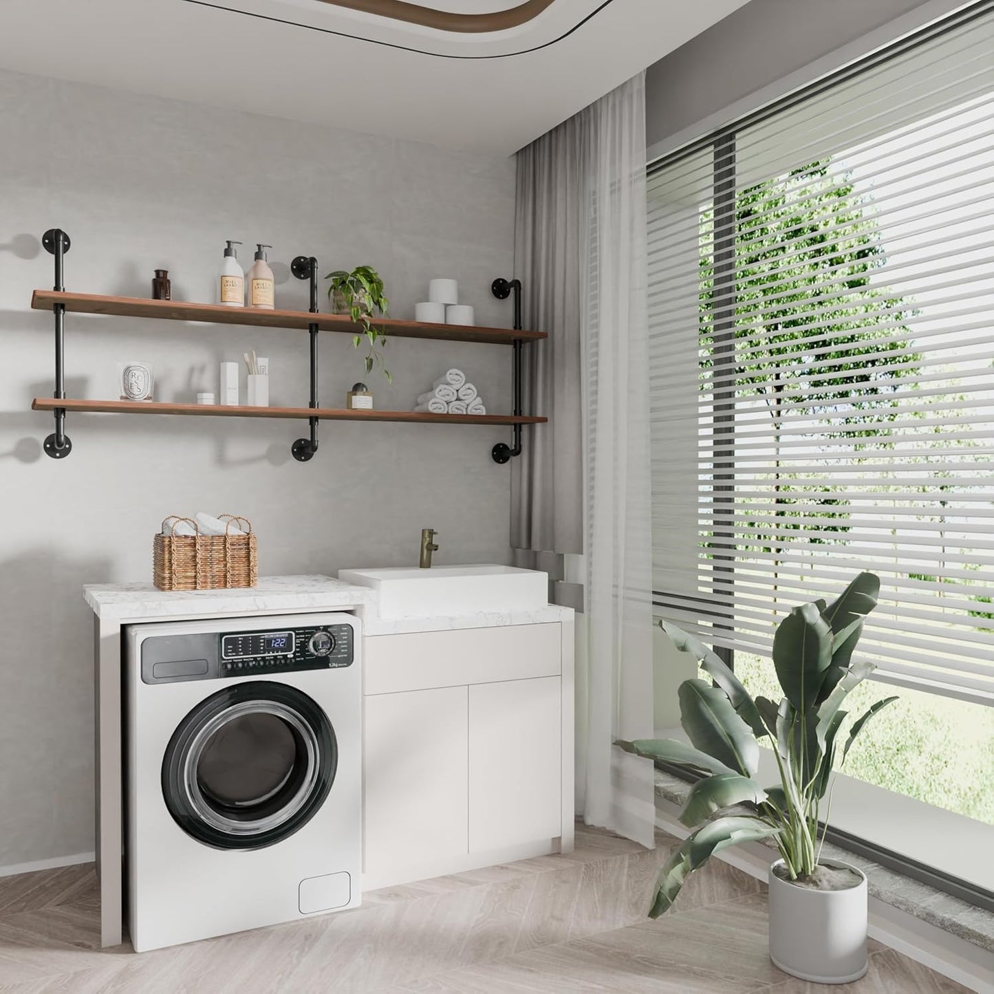 Floating Shelves Wall Bookshelf Industrial Pipe Shelving Shelves Real Wood Planks 70 inch Rustic Wall Shelves Hanging Bookshelves Farmhouse Kitchen Bar Shelving