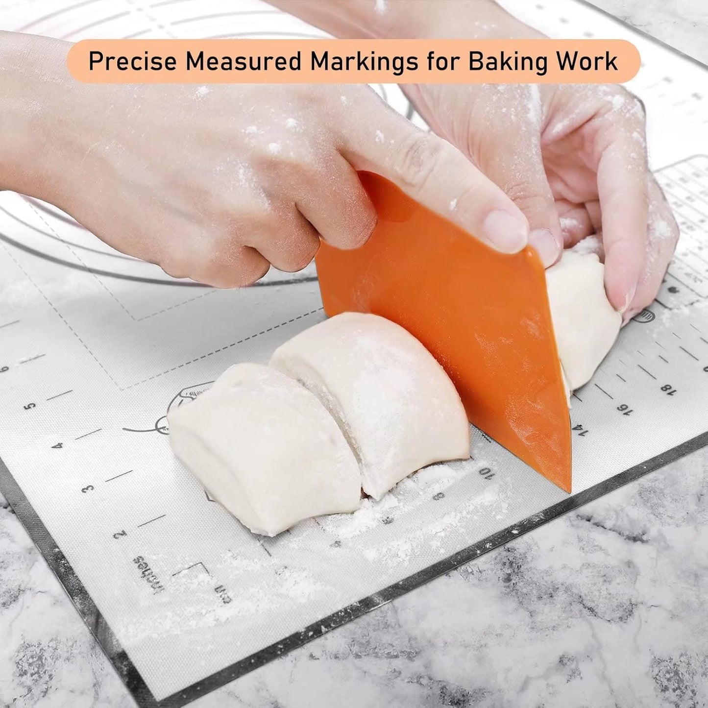 Silicone Pastry Mat - Non-Slip with Measurement Baking Mat for Fondant/Rolling Dough/Pie Crust/Pizza and Cookies - Oven Liner/Counter Mat/Kneading Mat,24" x 32", Black