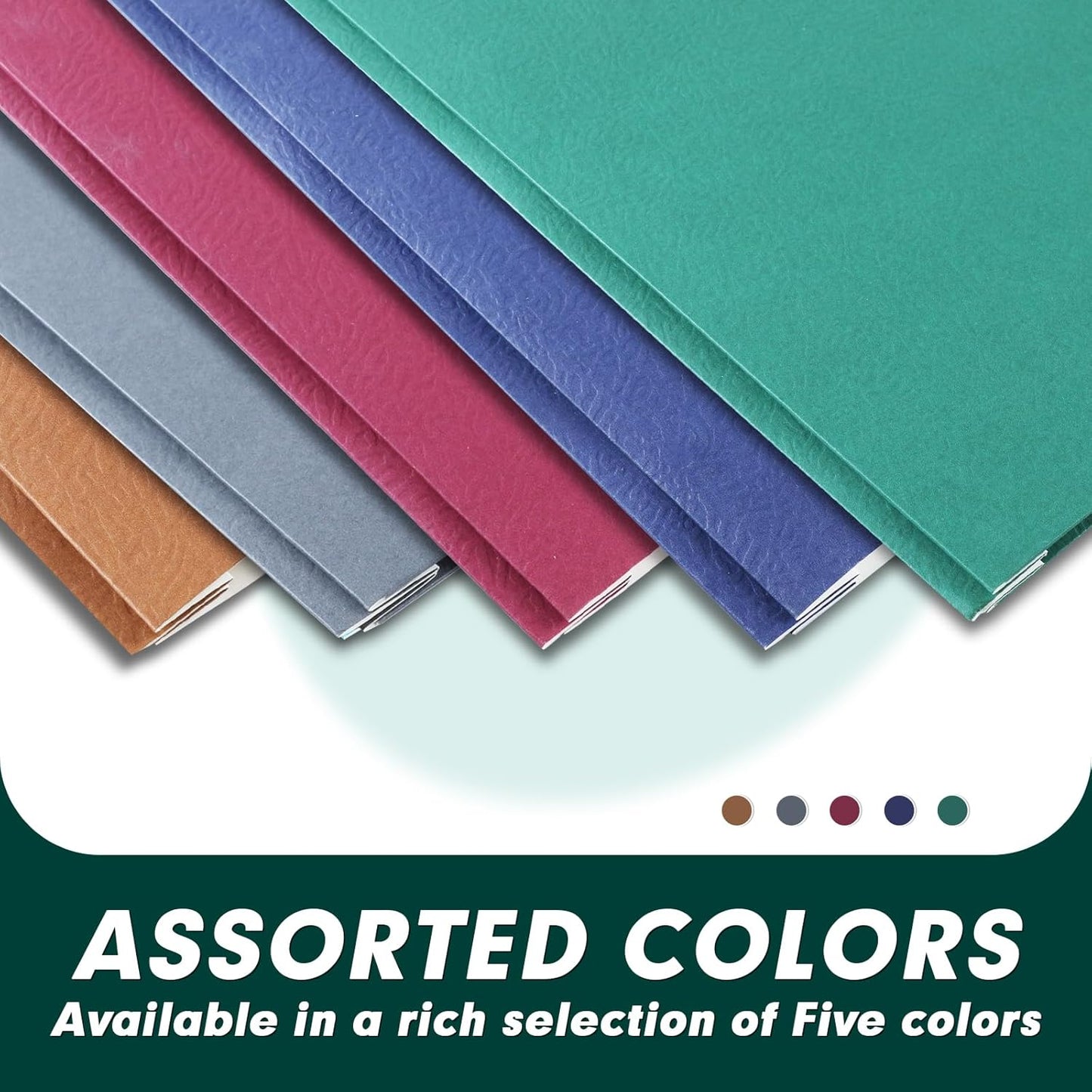 Two Pocket Folders, PANDRI 100 Pack Two Pocket Folders with Prongs, 2 Pocket 3 Prong Folders Designed for Office and Classroom, Letter Size Assorted 5 Colors