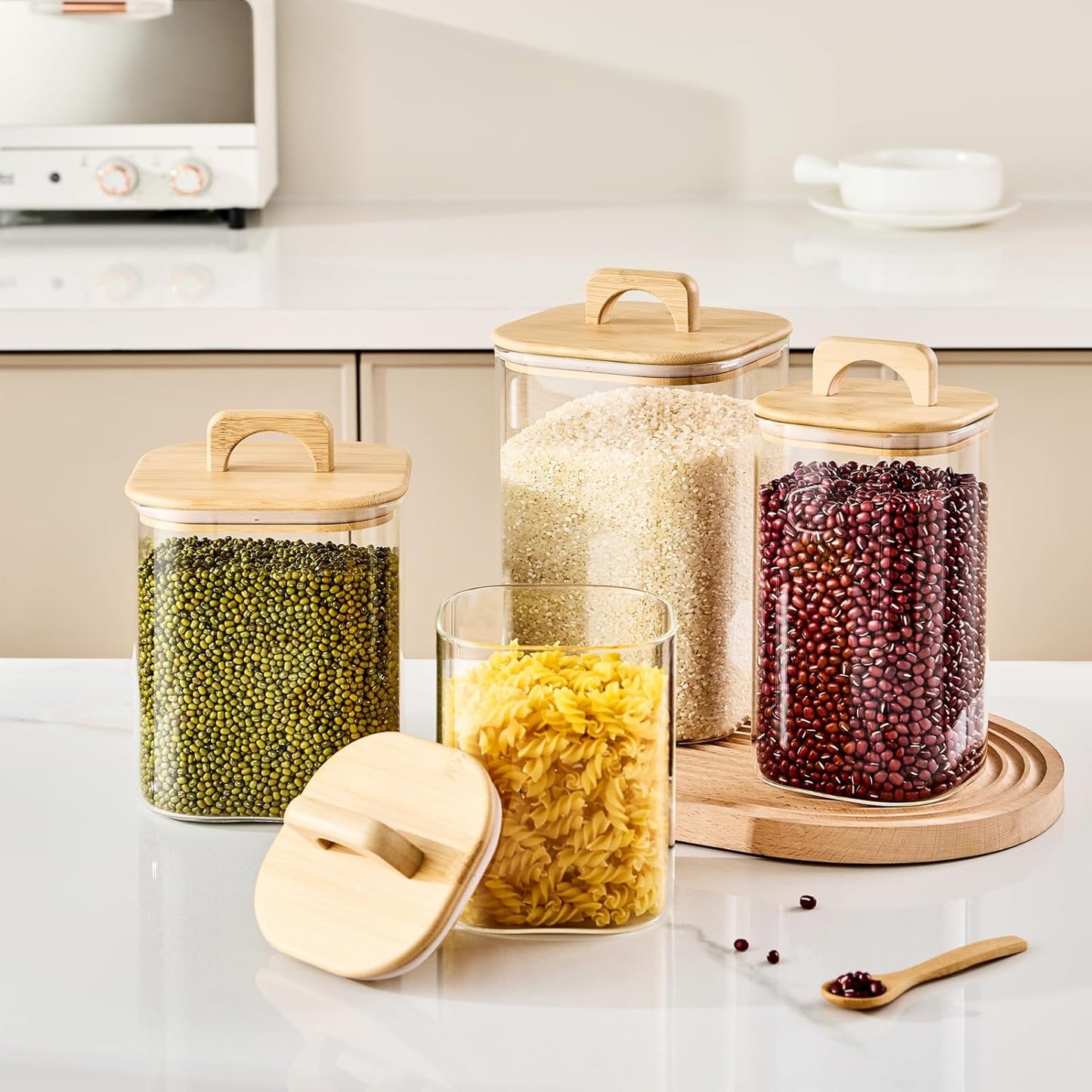 Sweejar 2 qt Glass Food Storage Jars with Airtight Lid, Half Gallon Laundry Pods Container, 64 oz Glass Jars for Laundry Room Organization, 1 Pack