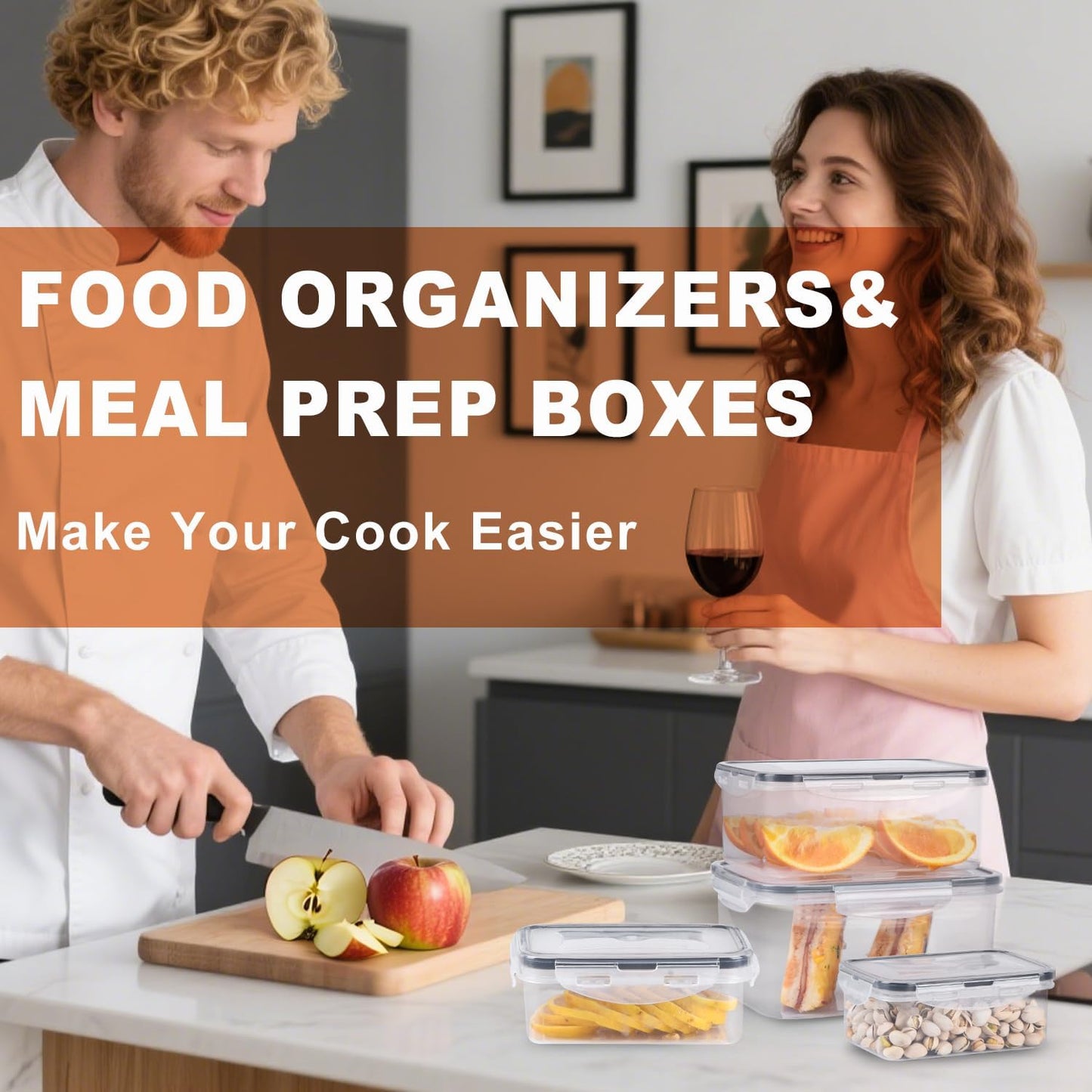 5 PCS Plastic Containers with Lids 94oz-10oz Freezer Containers for Food Storage，Airtight Fruit and Vegetable Storage, Microwave Safe Stackable Storage for Snack Sandwich