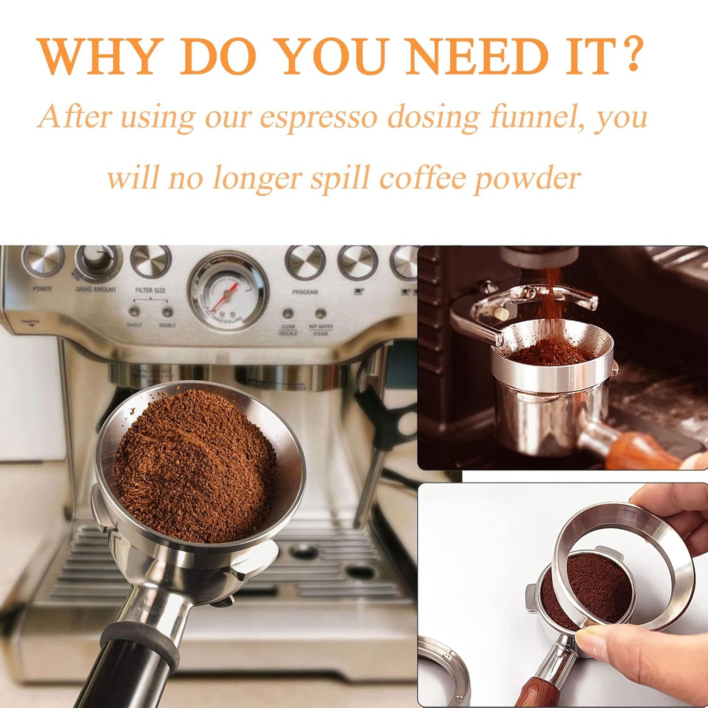Espresso Dosing Funnel Precision Aluminum Alloy Coffee Dosing Ring Accessories Set for Portafilter Hands-Free (58mm)