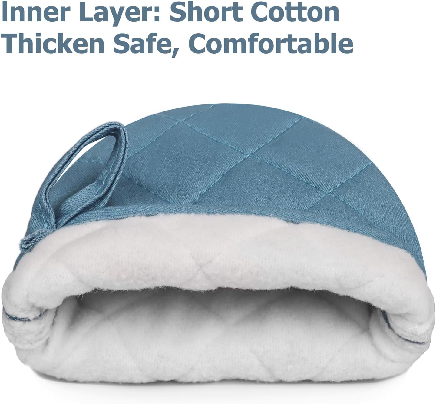 1 Pair Short Oven Mitts, Heat Resistant Silicone Kitchen Mini Oven Mitts for 500 Degrees, Non-Slip Grip Surfaces and Hanging Loop Gloves, Baking Grilling Barbecue Microwave Machine Washable