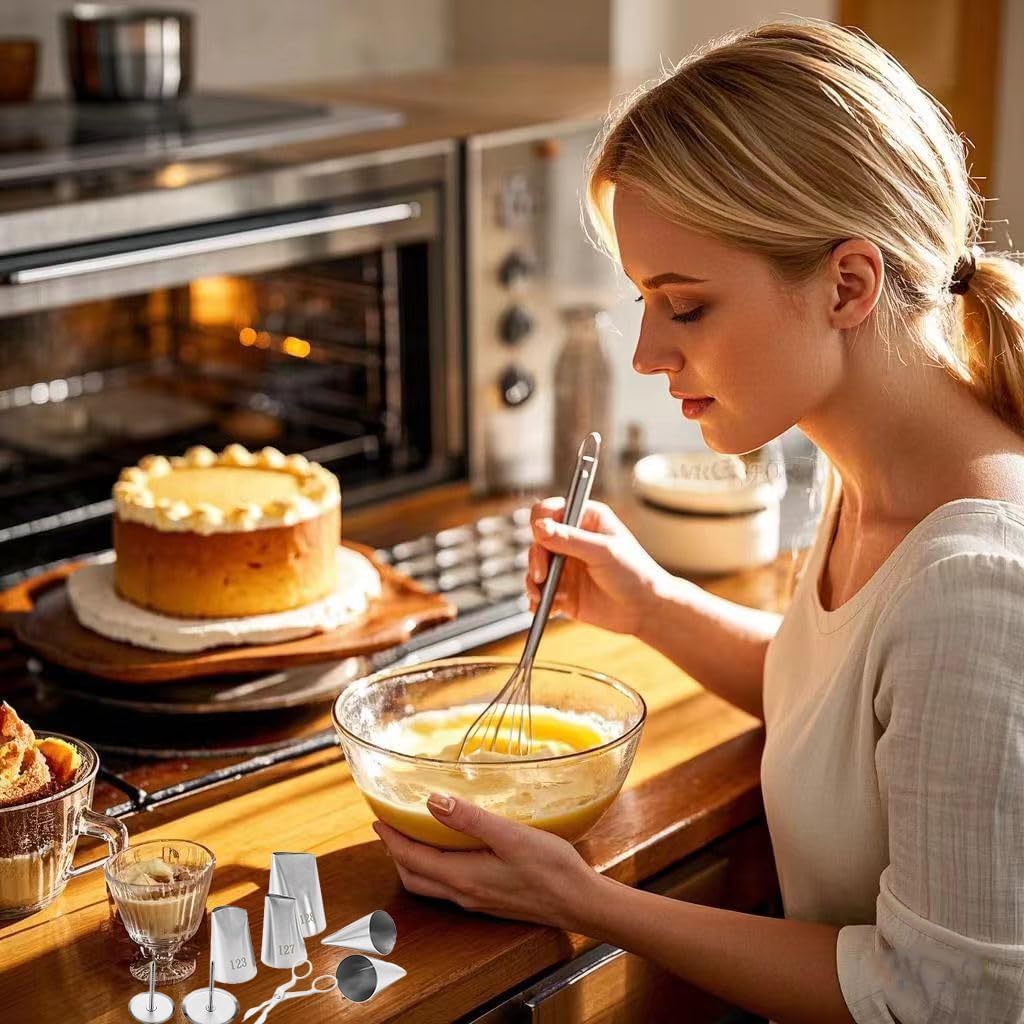 23 pcs Icing Piping Tips（with 8rose flower piping tips 2 Flower Nails 1 Flower Lifter 1Cake Decorating Tips Brush 5 Piping Bags & 6 pastry bag ties）Cake Decorating Tool Kit Petal Icing Tips