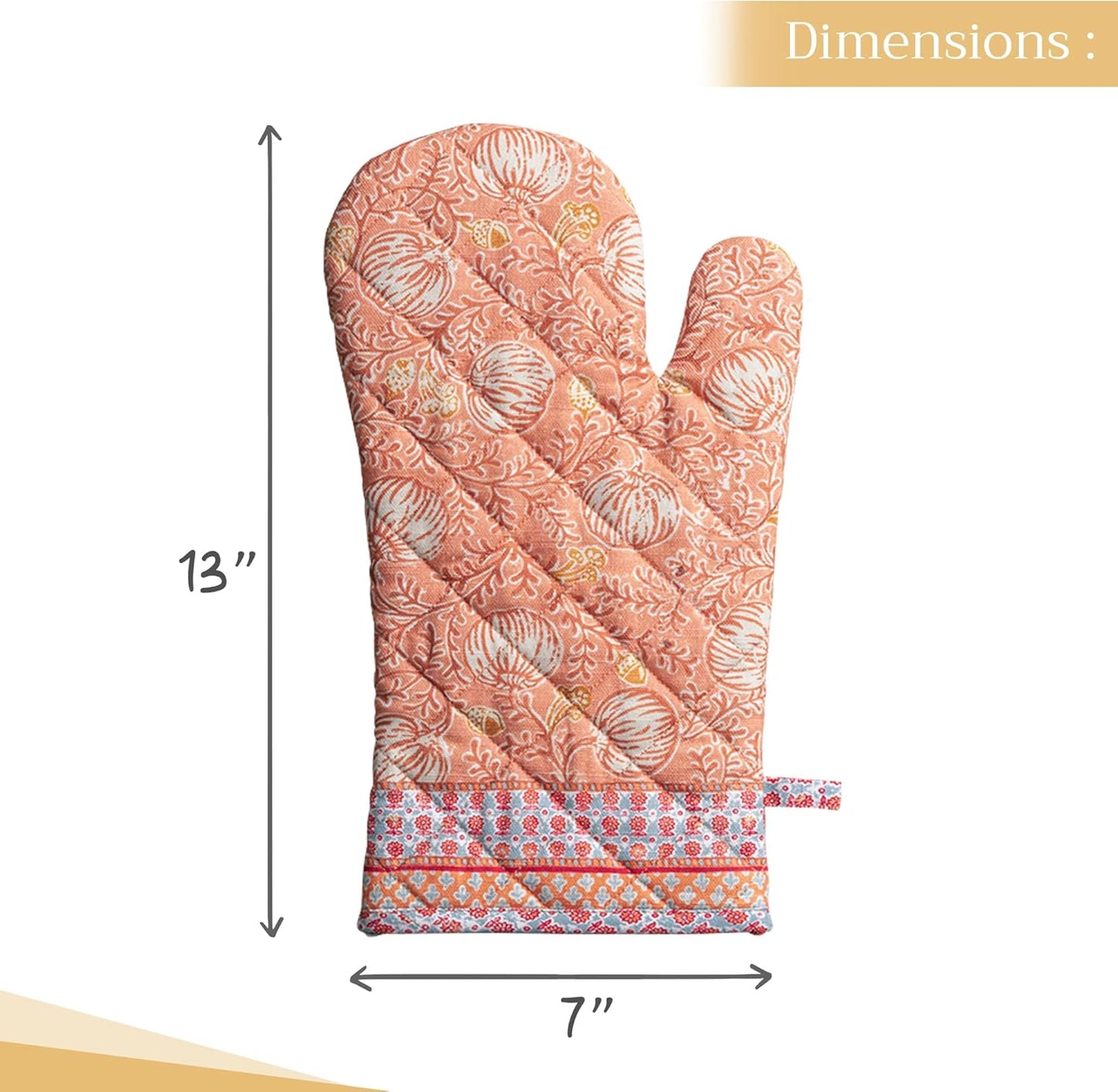 Maison d' Hermine Oven Gloves 100% Cotton Oven Mitt 7" x 13" with Loop Heat Resistant, BBQ, Cooking Gloves, Baking, Grilling, Kitchen, Handling Hot Pans (Pack of 1, Harvest Festival)