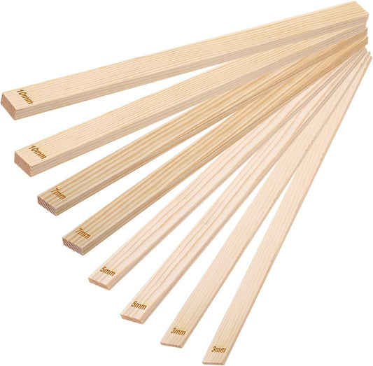 MECCANIXITY 8Pcs Pottery Teaching Rolling Mud Stick Guides, 13" x 0.8" Wood Clay Roller 3 5 7 10mm Thick Ceramic Tools Strips Rolling Guides for Clay Thickness DIY Craft