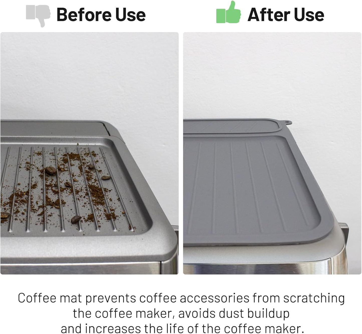 Coffee Mat for Breville 878/881, Espresso Tamper Mat, Food Grade Silicone Non-Slip, 11.42in x 9.53in, Waterproof Heat Resistant, Espresso Tamping Station for Espresso Machine Accessories (Grey)