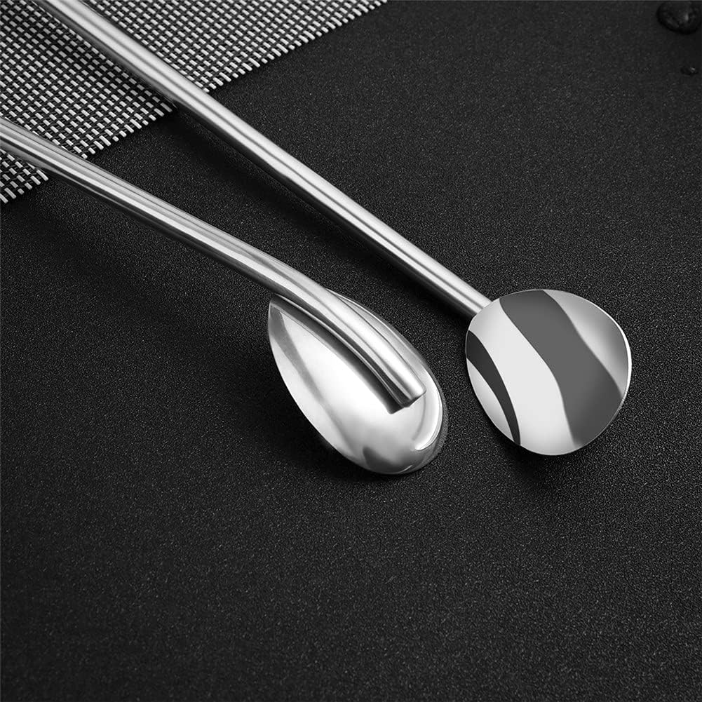8Pcs Stainless Steel Straws Spoons, Reusable Metall Straws Spoon with 2 Cleaning Brushes,2 in 1 Snow Cone Straws Drinking Reusable Stainless Steel Ice Tea Long Spoons Straws for Cocktail Milkshake