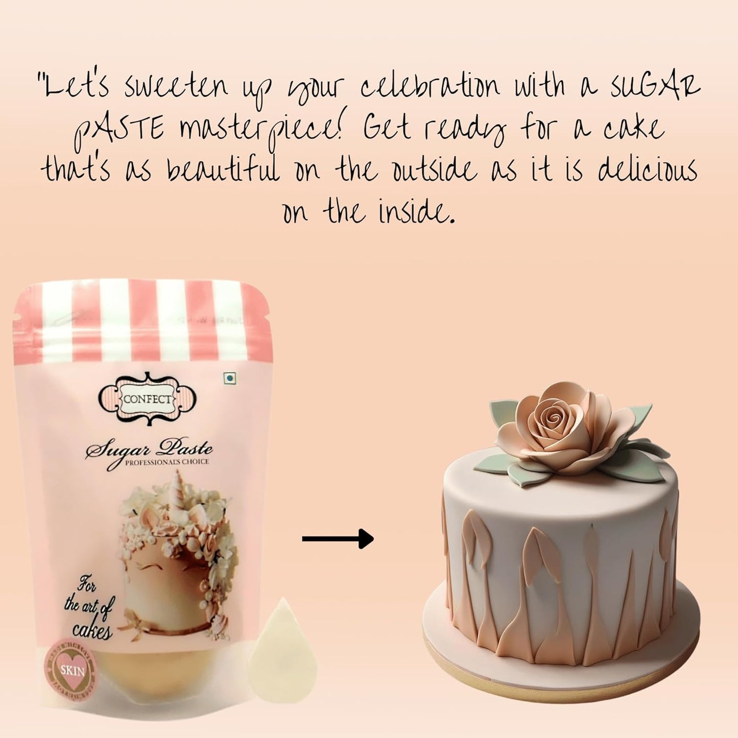 Confect Skin Fondant | Icing Fondant | Colored Fondant | Fondant Kit | Cake Fondant | Chefs Choice Edible Fondant for Cakes Decorating | Vegan, Gluten-Free, Nut-Free, Palm Oil-Free – 8.8 Oz